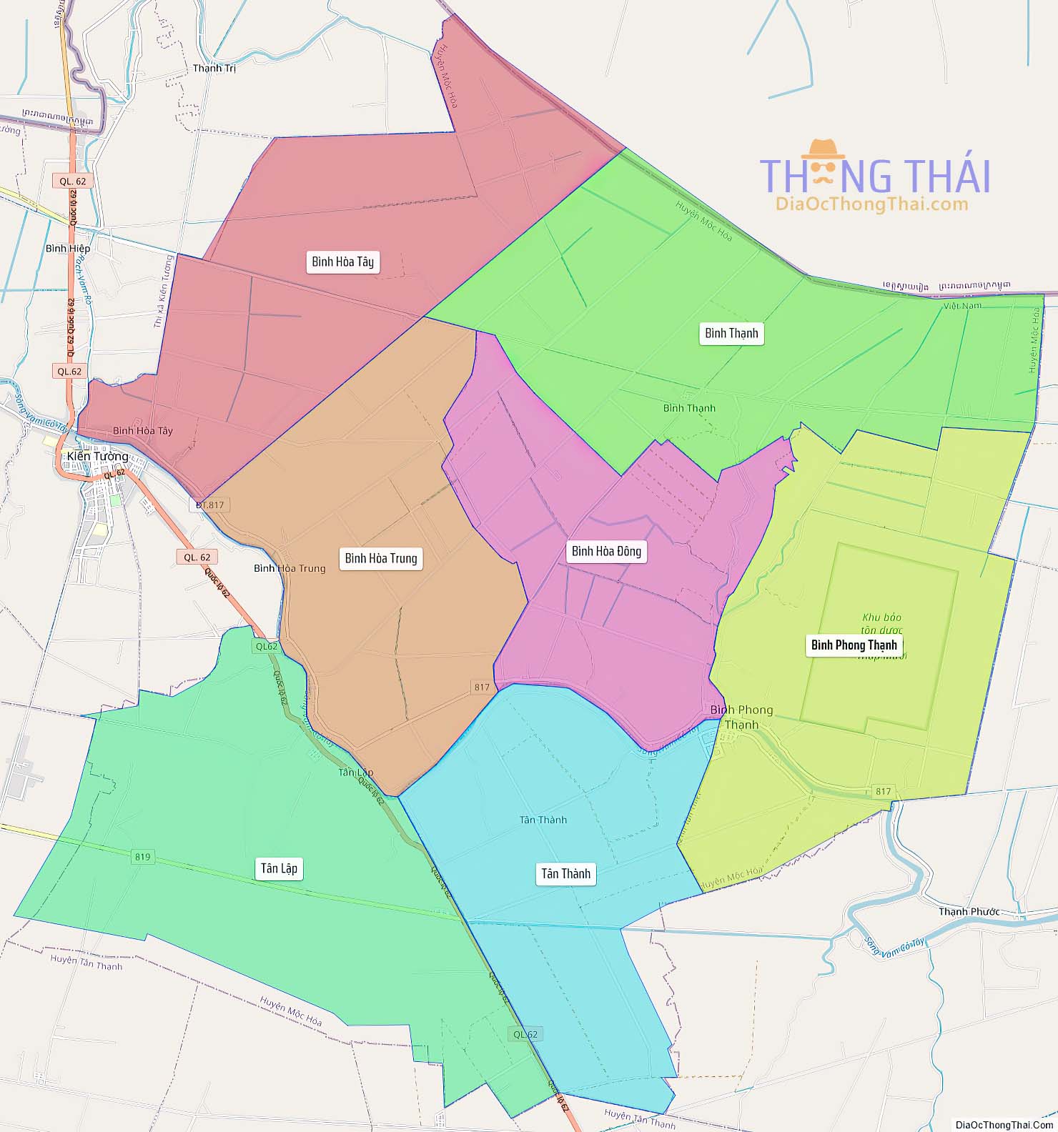 Bản đồ huyện Mộc Hóa (Kích thước lớn).