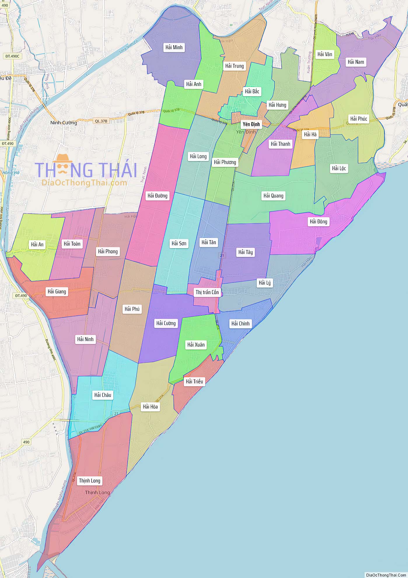 Bản đồ huyện Hải Hậu (Kích thước lớn).