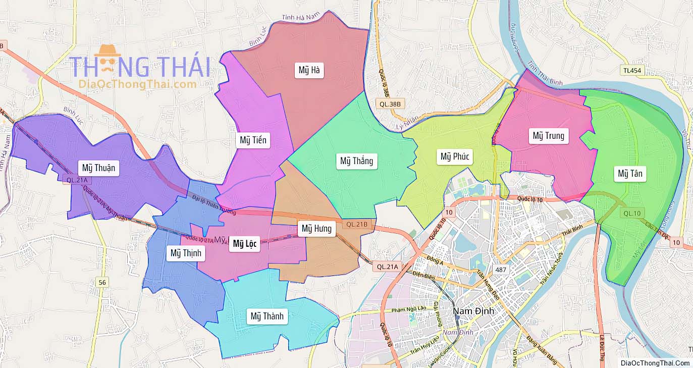 Bản đồ huyện Mỹ Lộc.