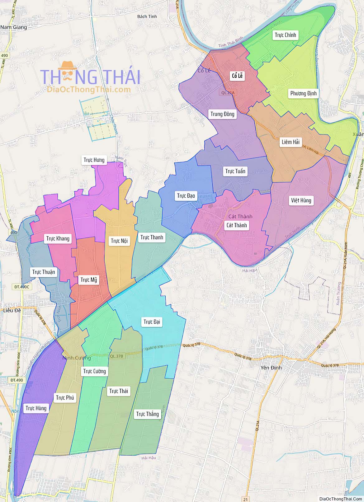 Bản đồ huyện Trực Ninh (Kích thước lớn).
