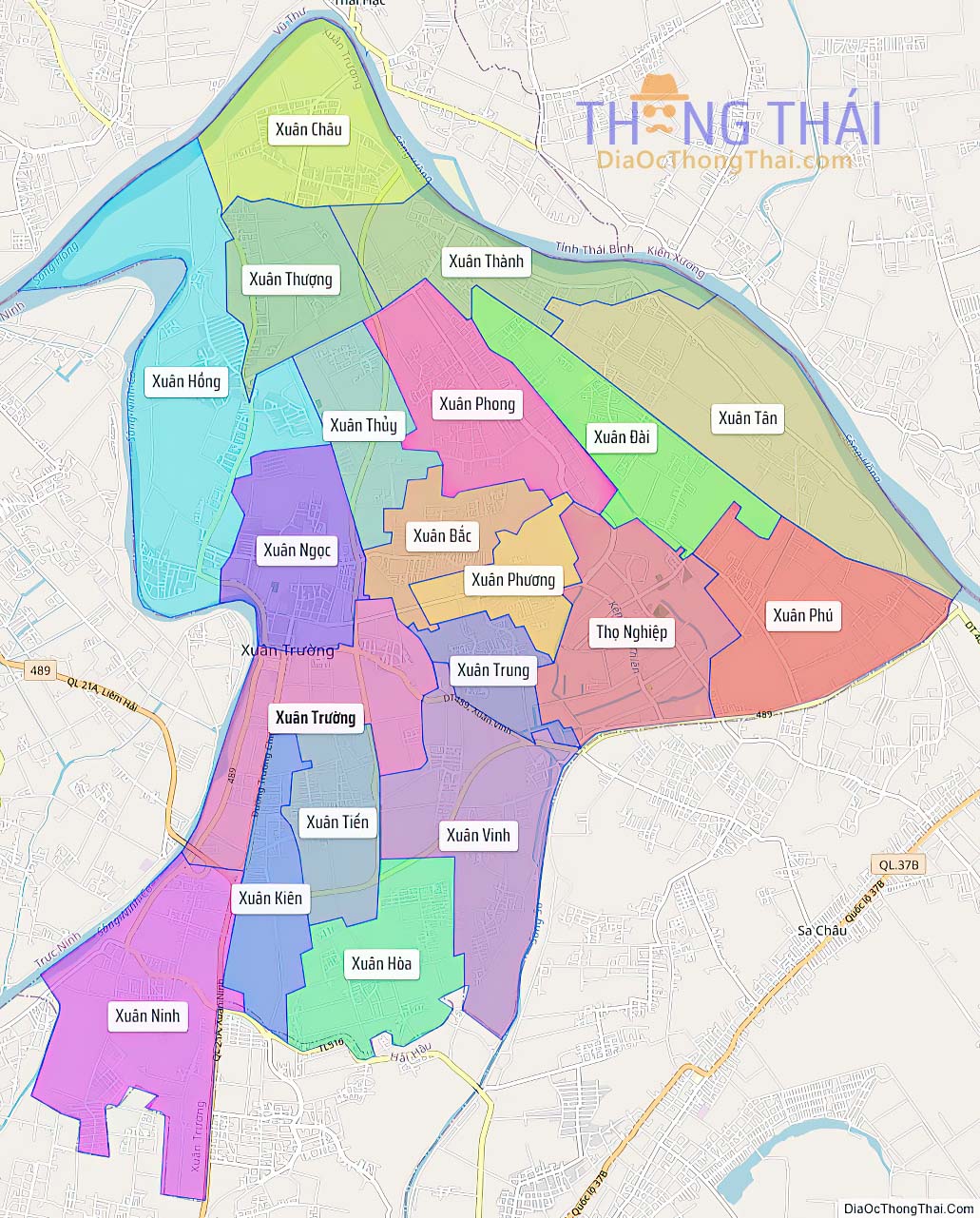Bản đồ huyện Xuân Trường.