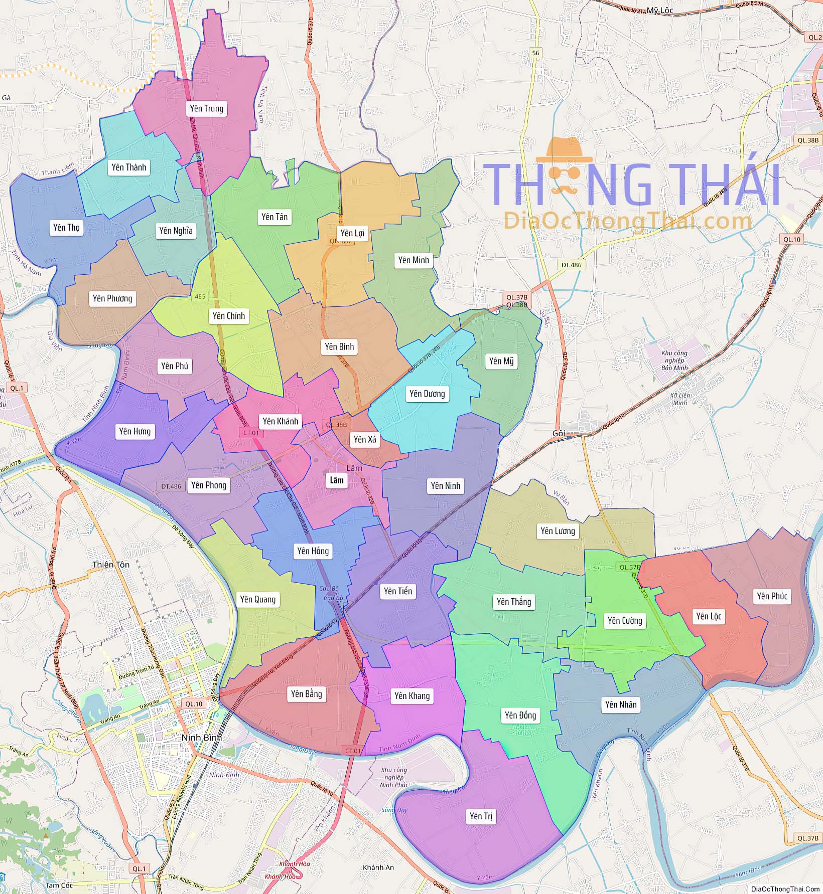 Bản đồ huyện Ý Yên (Kích thước lớn).