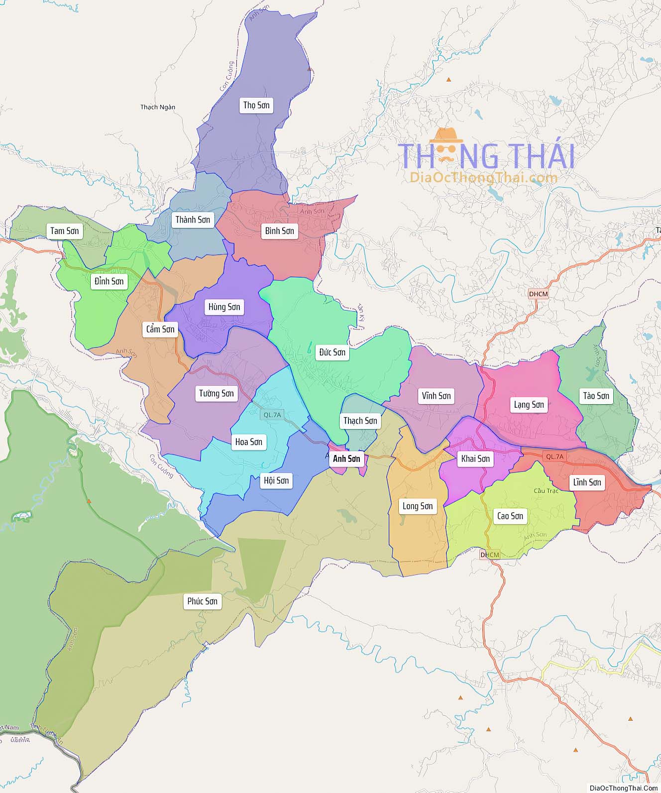 Bản đồ huyện Anh Sơn.
