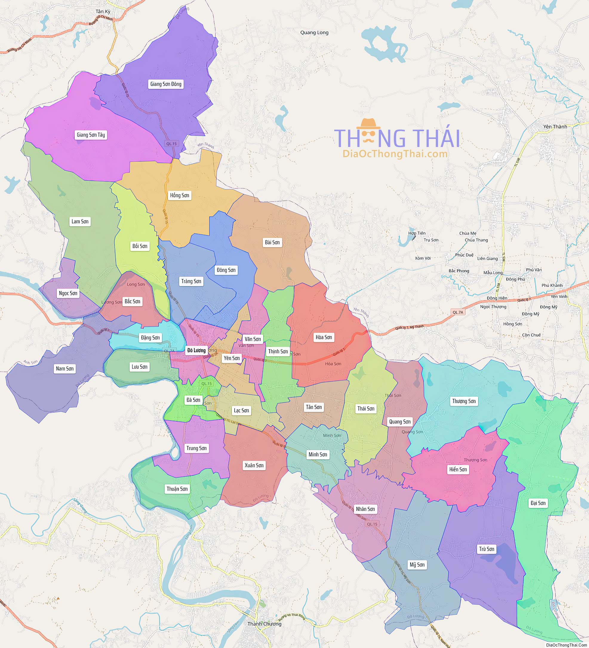 Bản đồ huyện Đô Lương (Kích thước lớn).