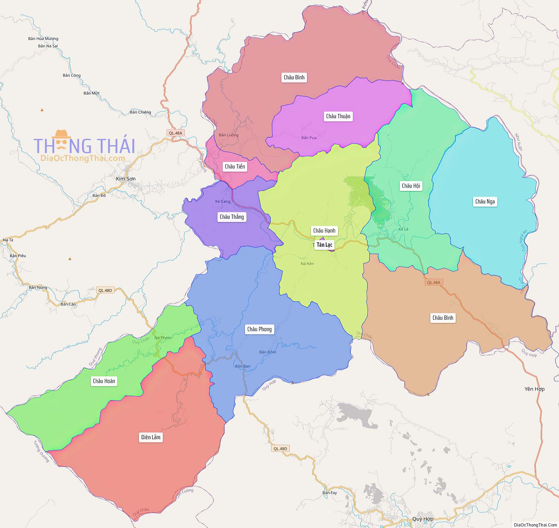 Bản đồ huyện Quỳ Châu (Kích thước lớn).