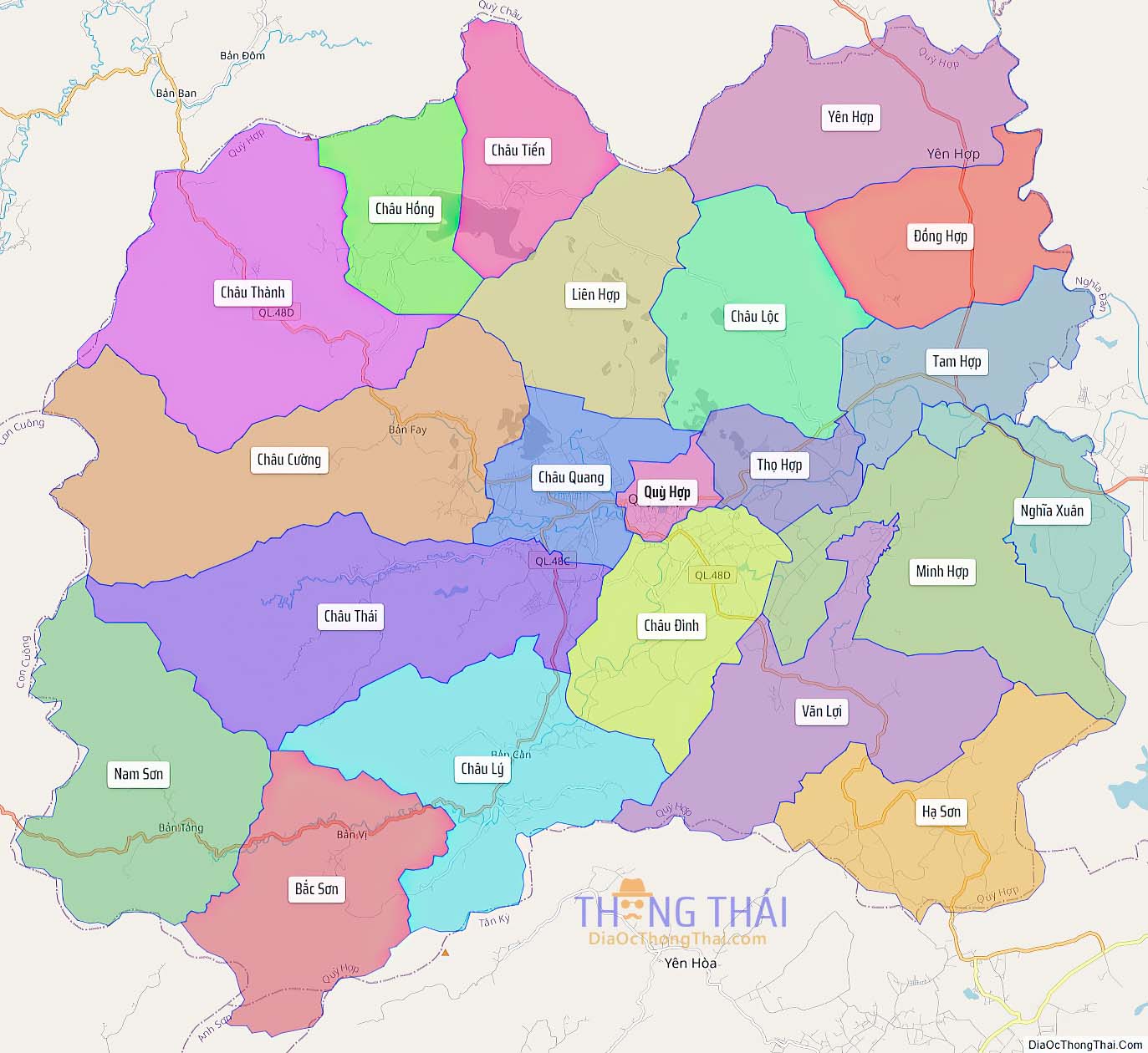 Bản đồ huyện Quỳ Hợp.