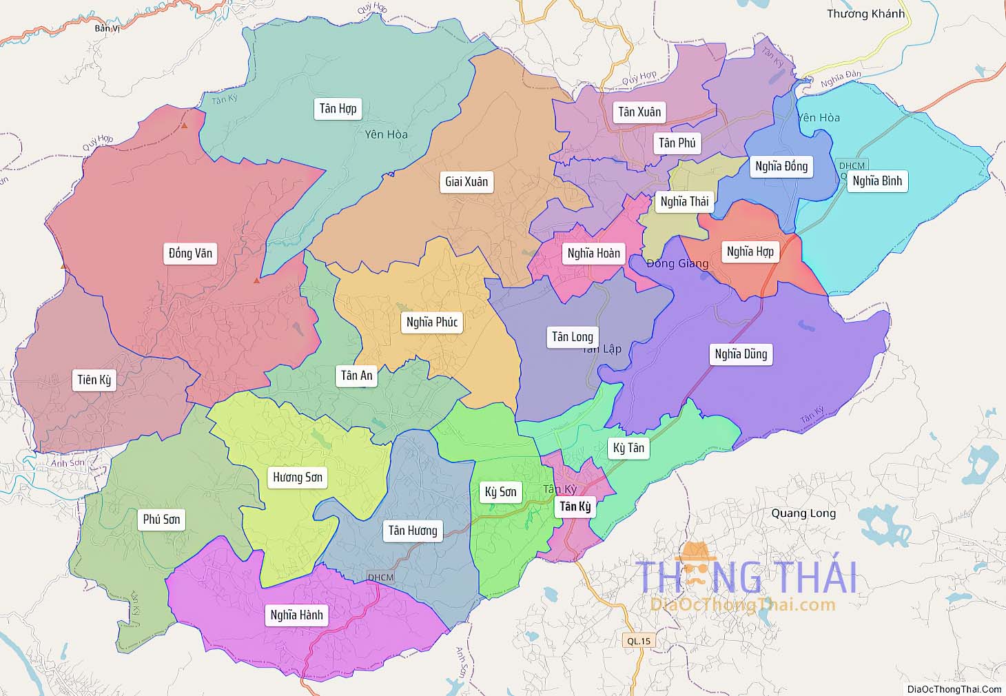 Bản đồ huyện Tân Kỳ.