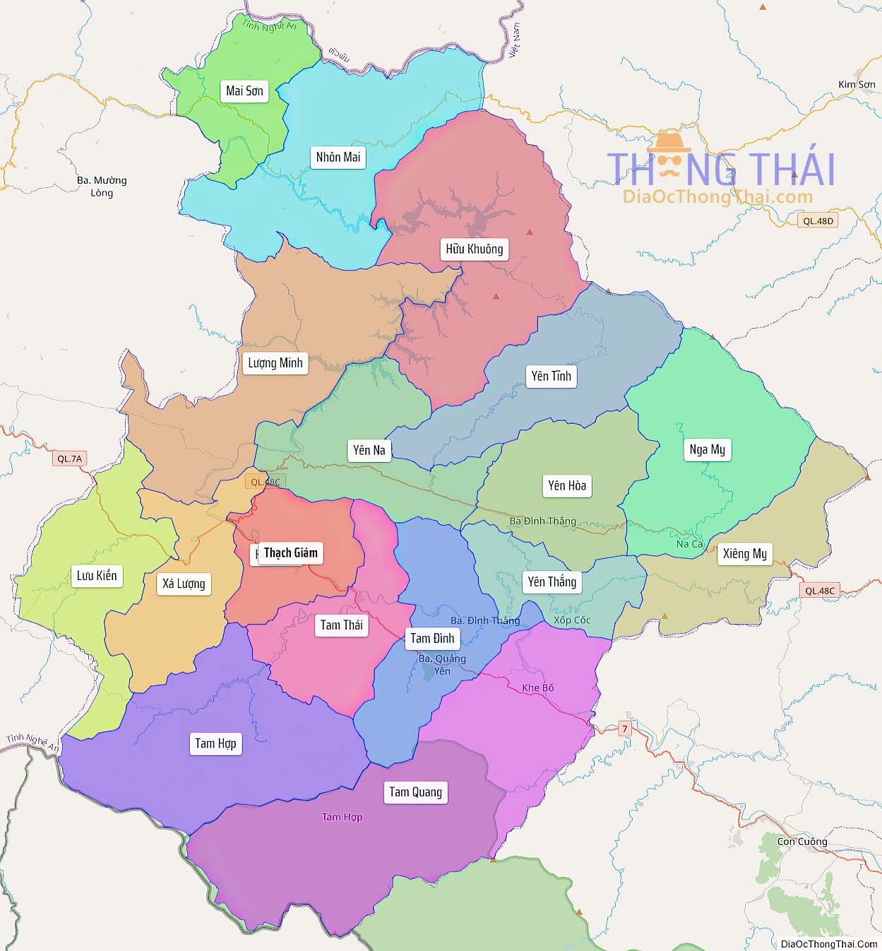Bản đồ huyện Tương Dương.