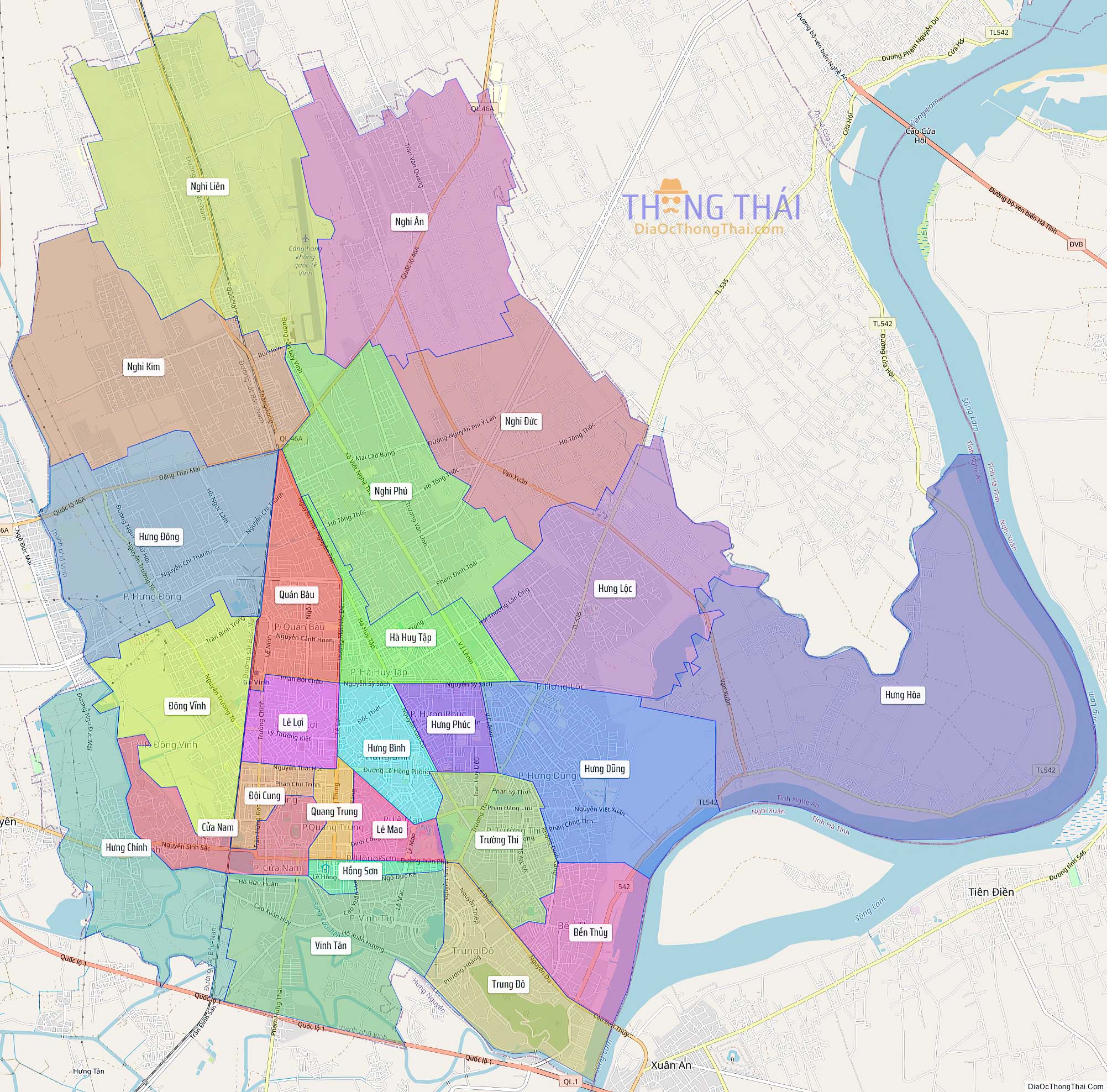 Bản đồ thành phố Vinh (Kích thước lớn).