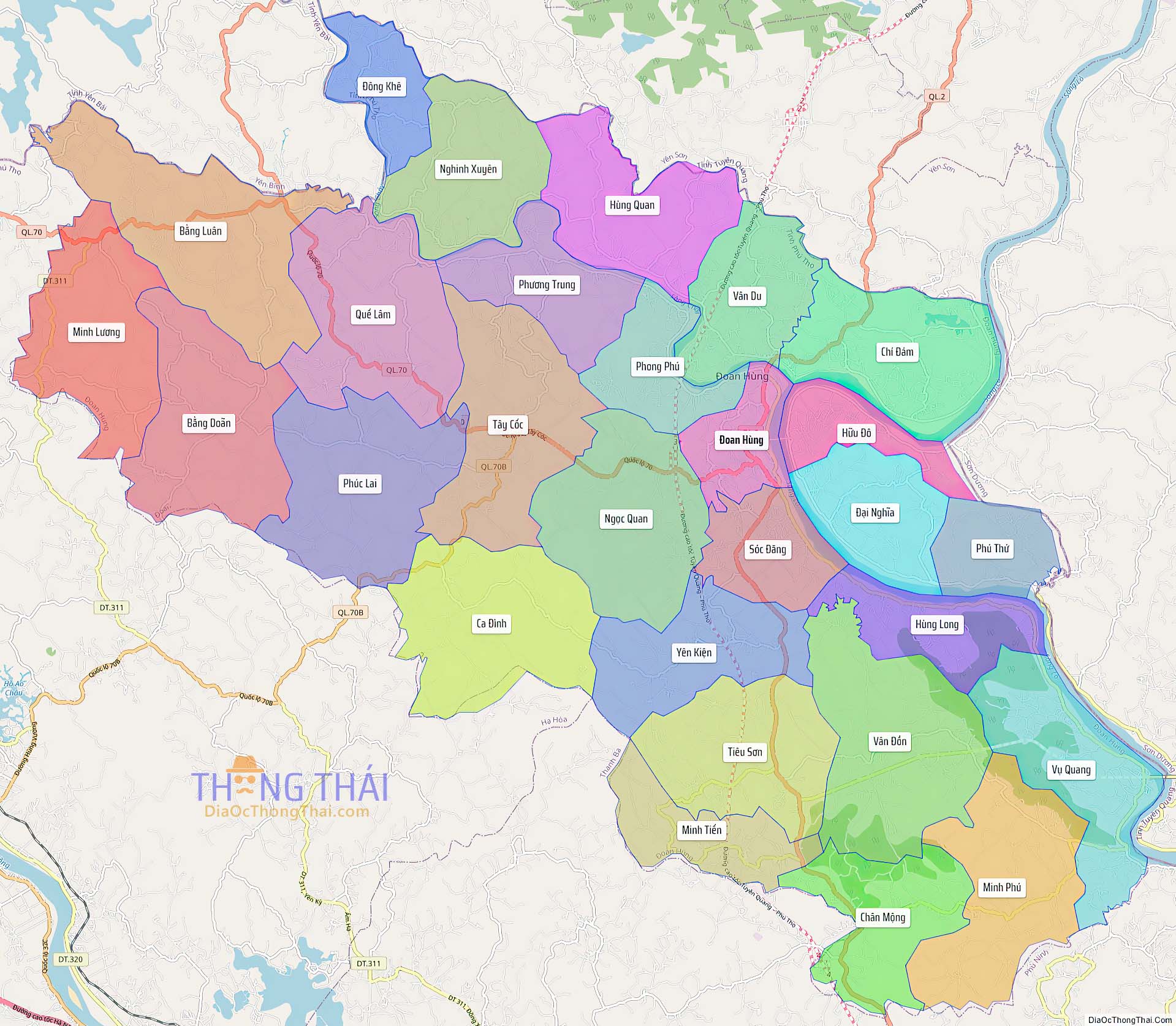 Bản đồ huyện Đoan Hùng (Kích thước lớn).