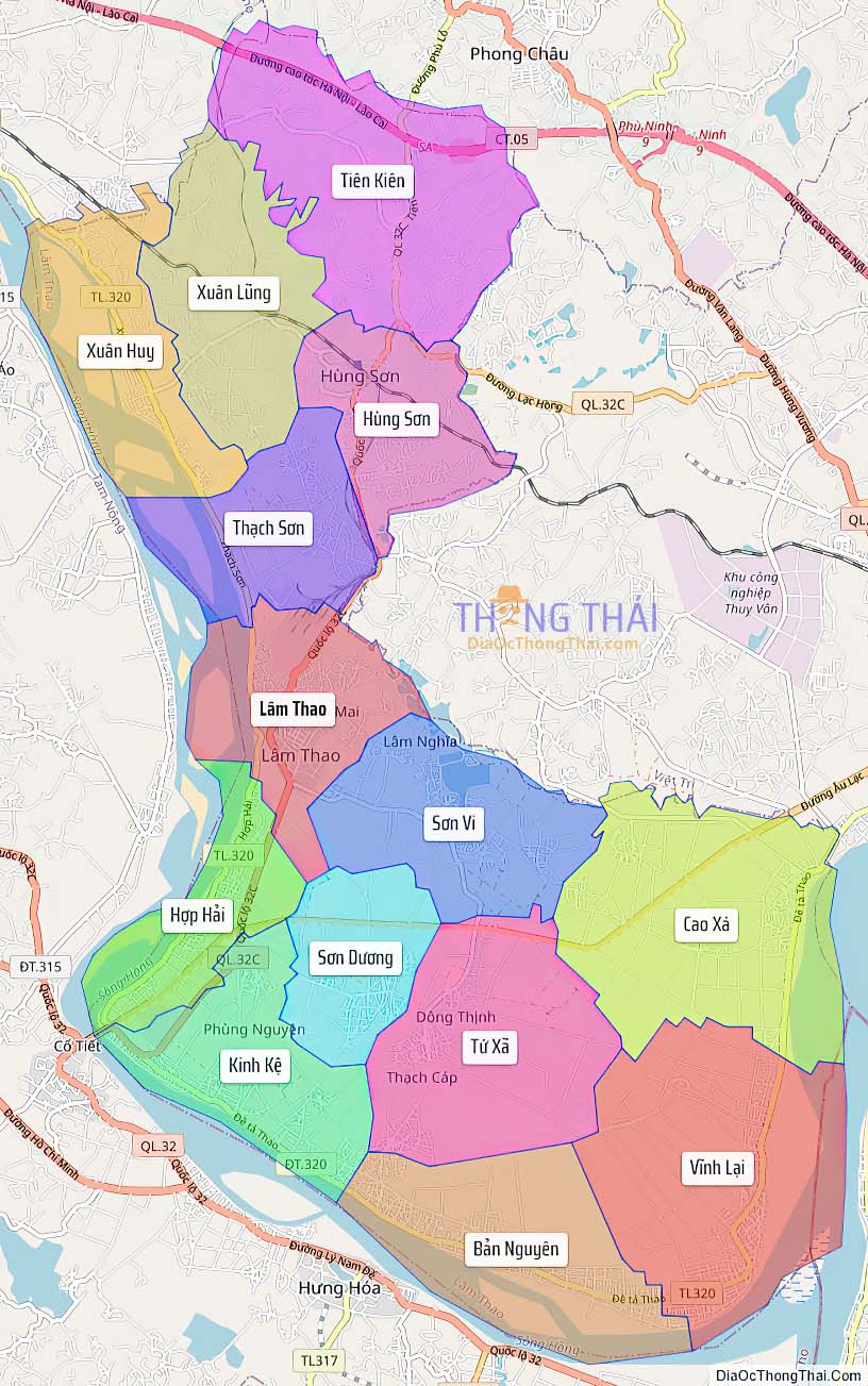 Bản đồ huyện Lâm Thao.