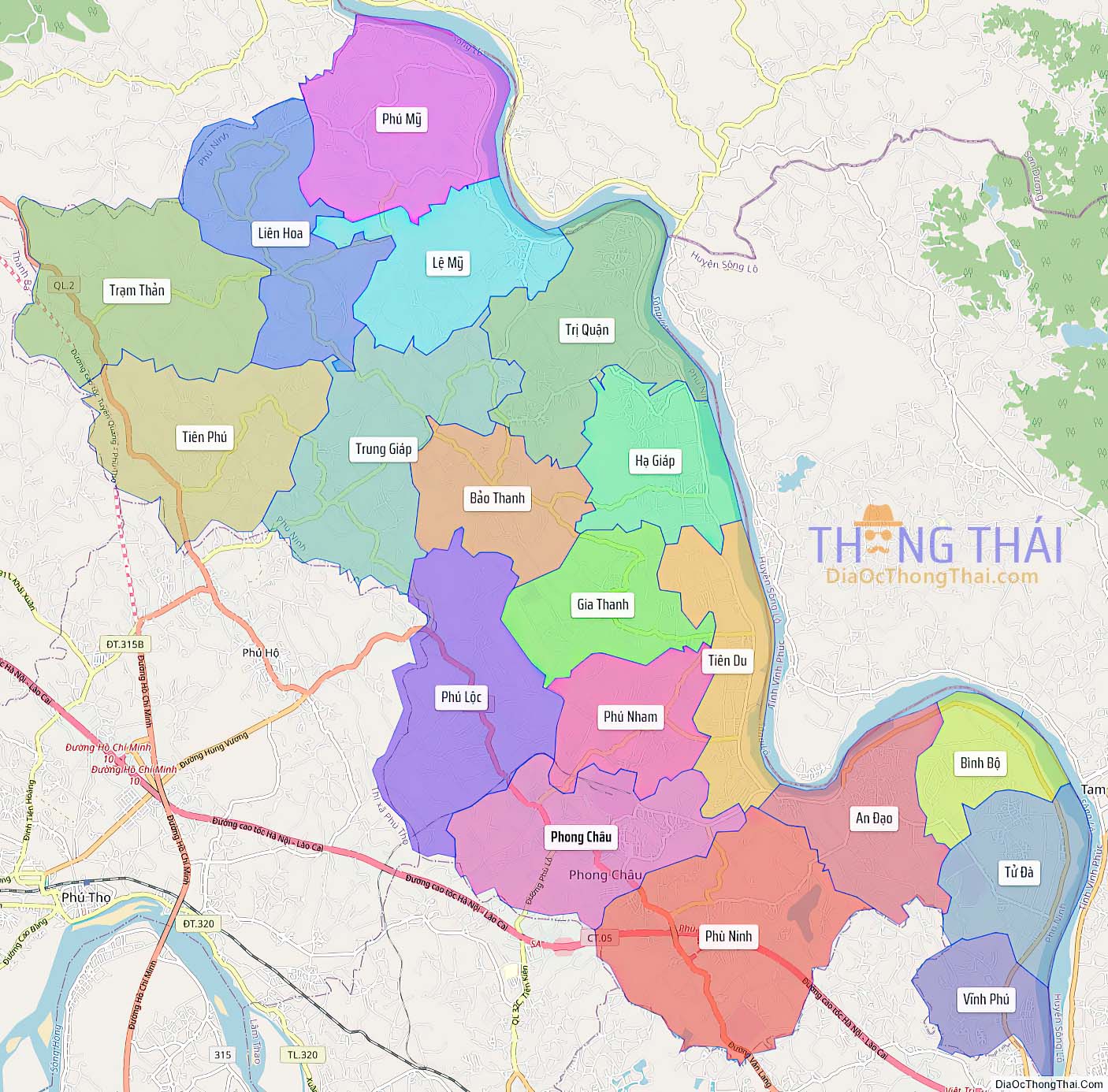 Bản đồ huyện Phù Ninh.