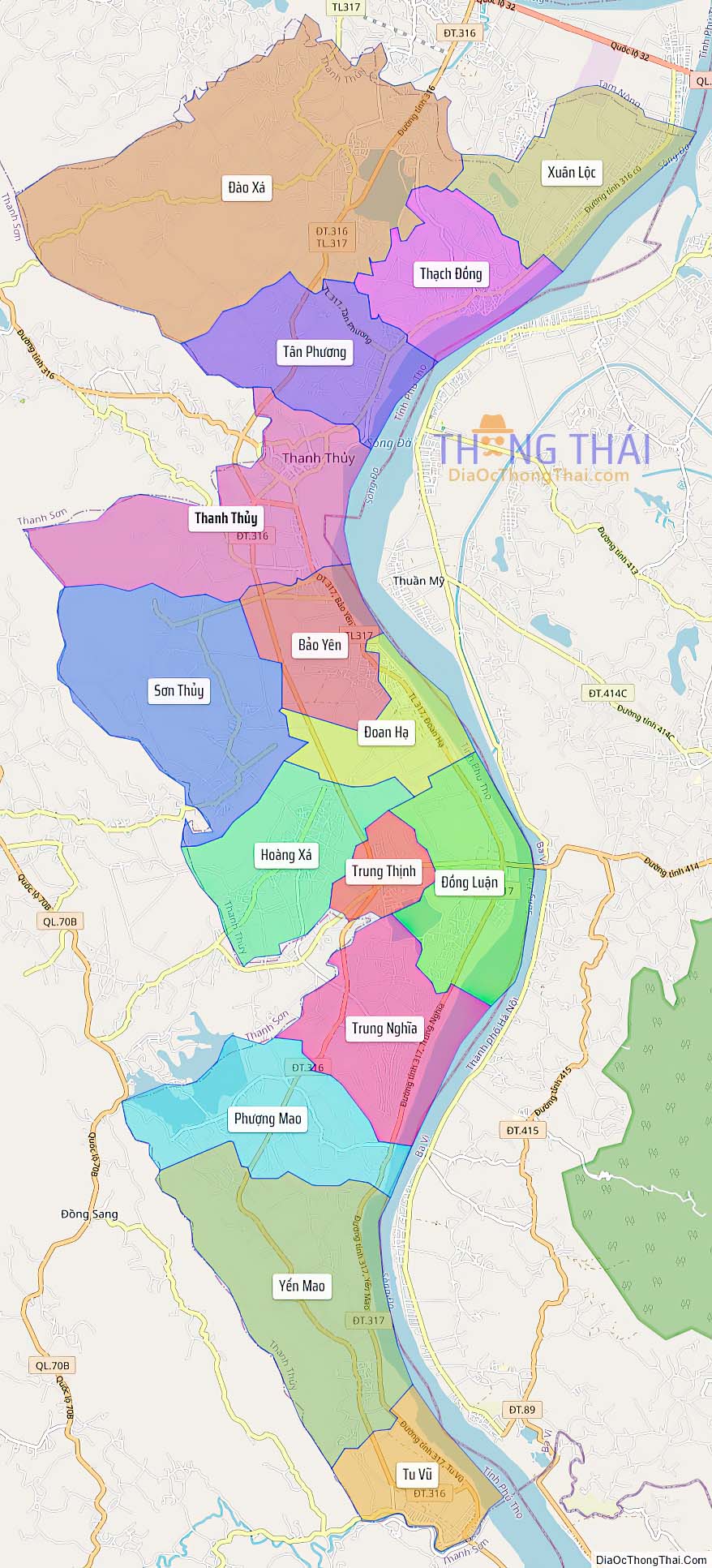Bản đồ huyện Thanh Thuỷ.
