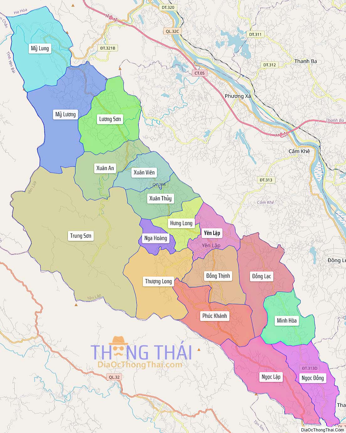 Bản đồ huyện Yên Lập.