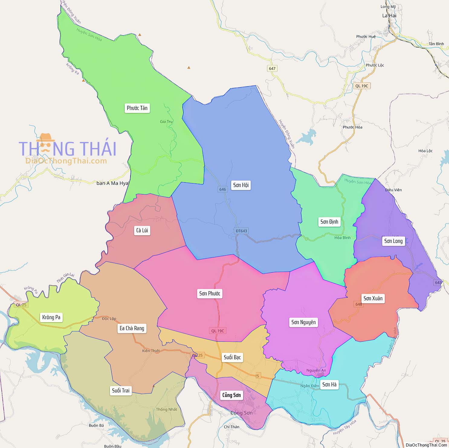 Bản đồ huyện Sơn Hòa.
