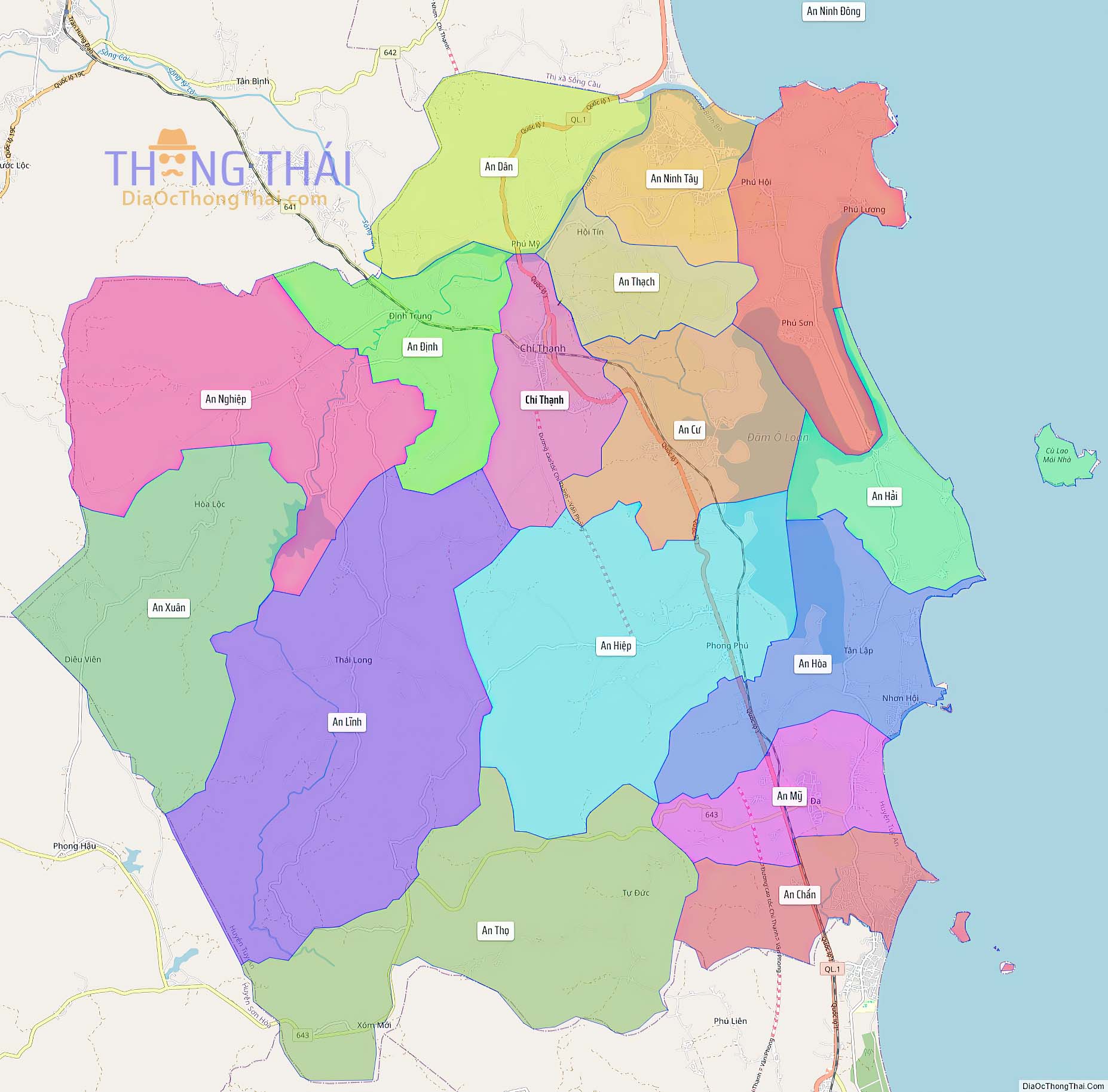Bản đồ huyện Tuy An (Kích thước lớn).