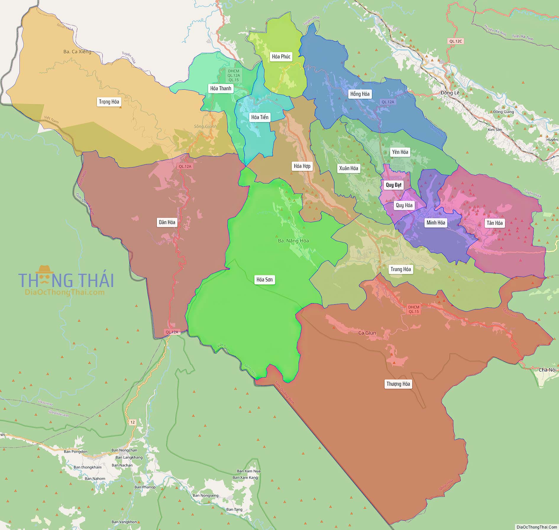 Bản đồ huyện Minh Hóa (Kích thước lớn).