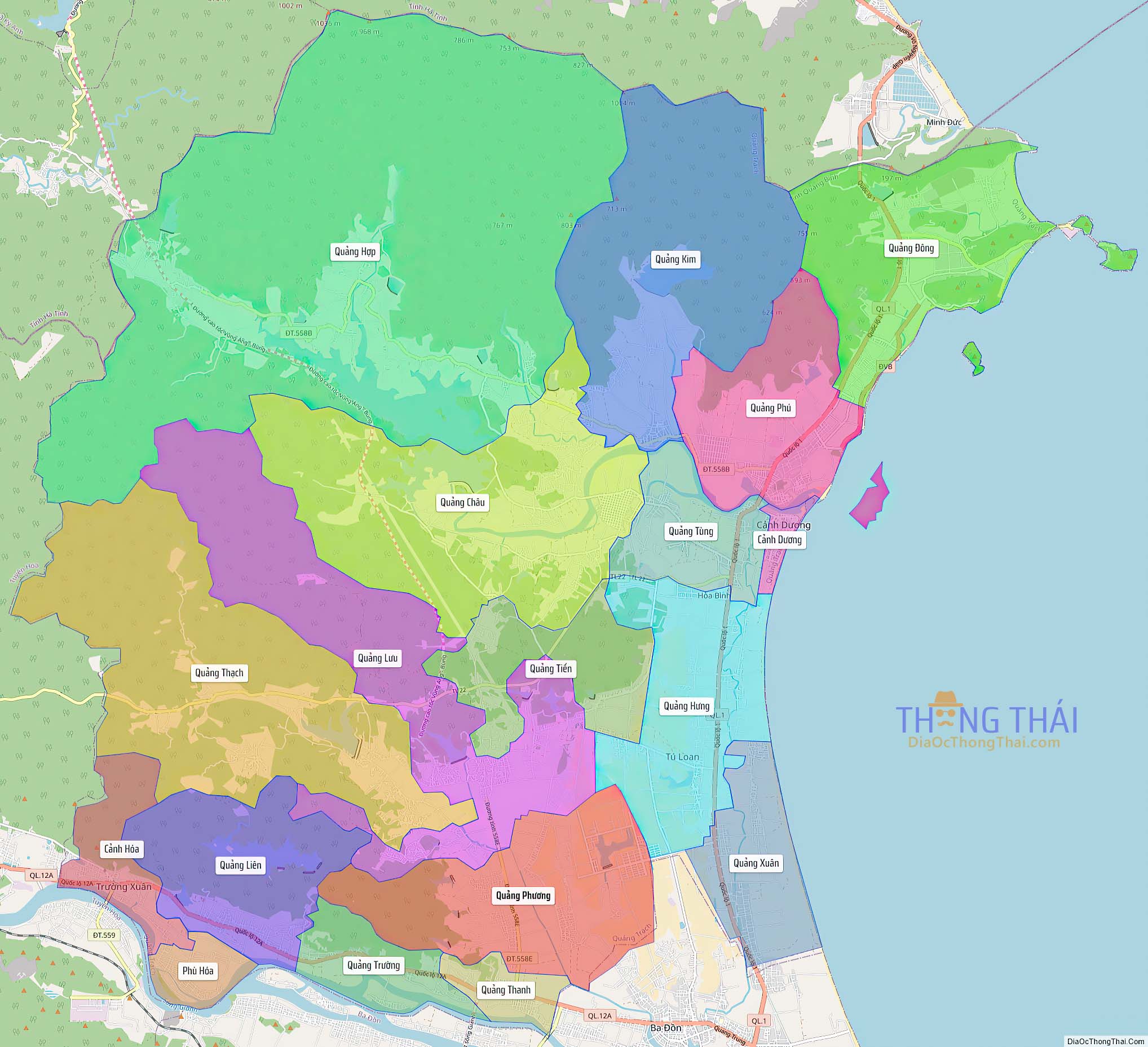 Bản đồ huyện Quảng Trạch (Kích thước lớn).