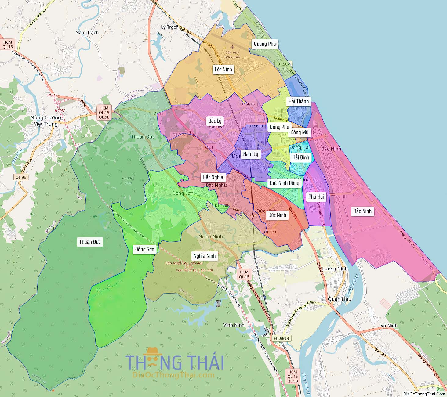 Bản đồ thành phố Đồng Hới.