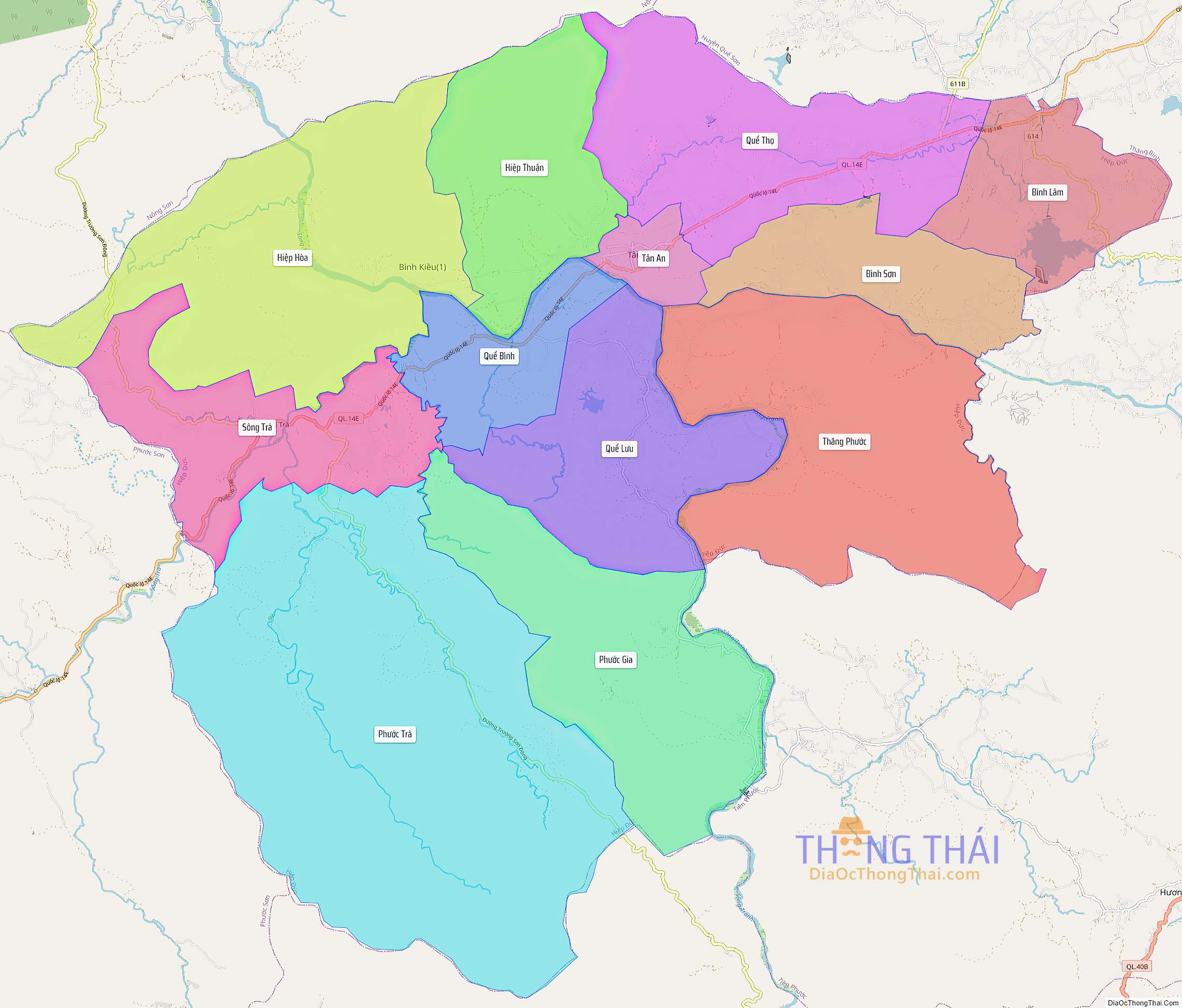 Bản đồ huyện Hiệp Đức (Kích thước lớn).
