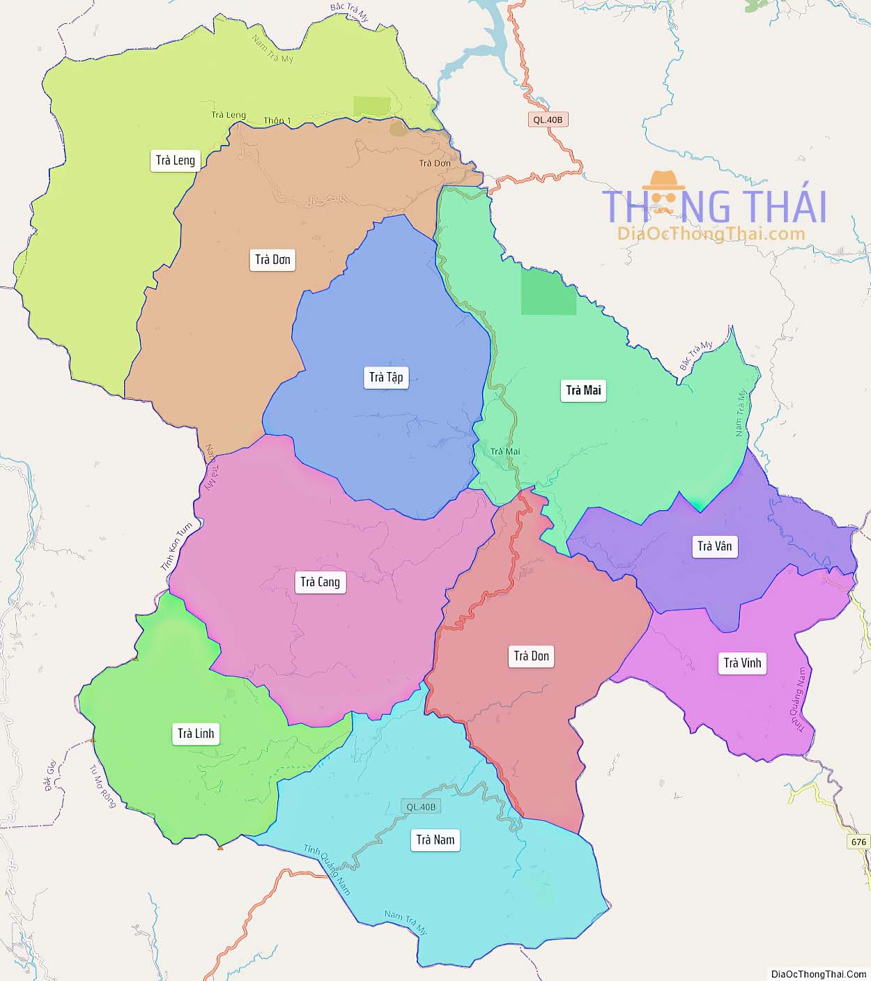 Bản đồ huyện Nam Trà My.