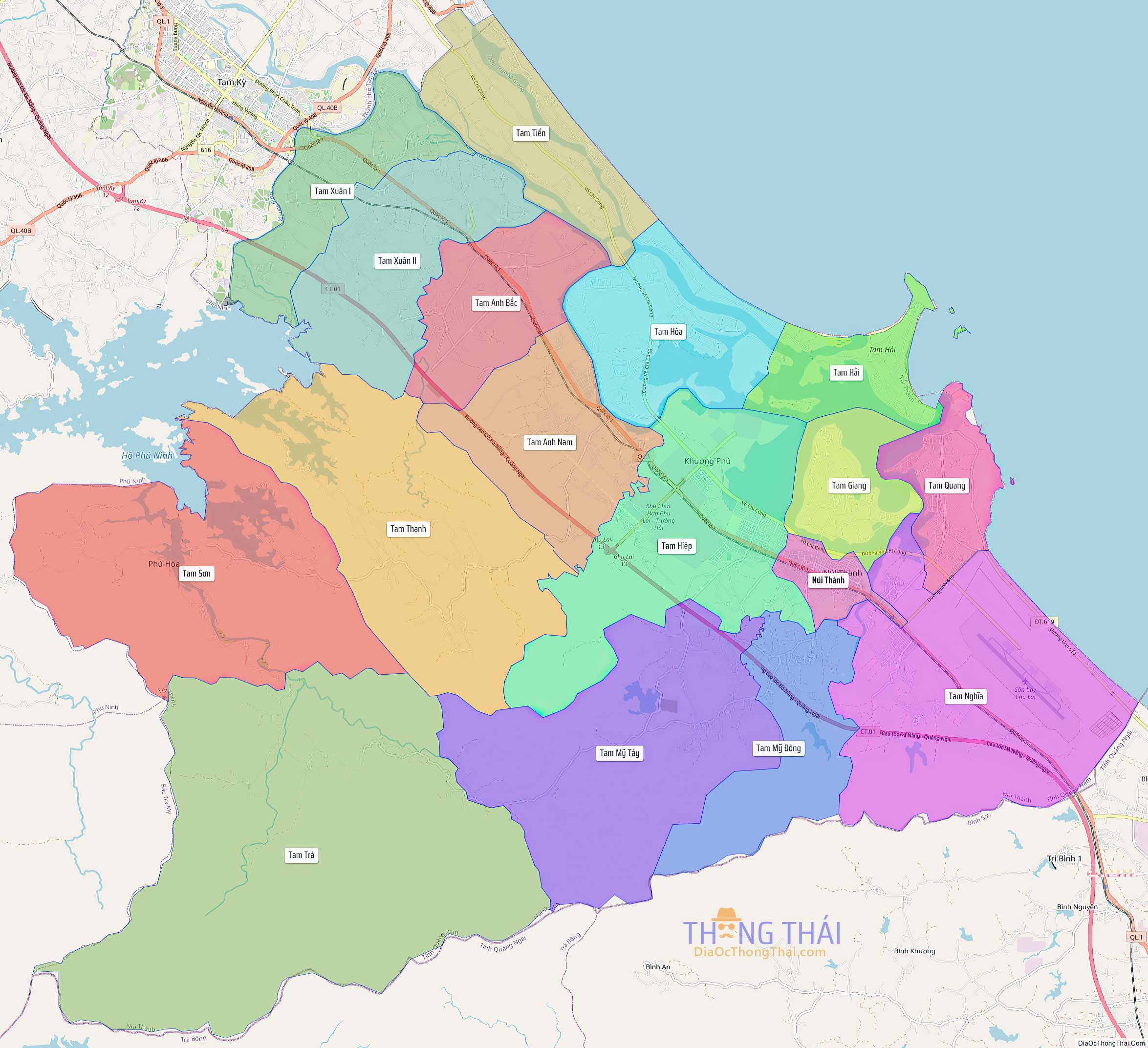 Bản đồ huyện Núi Thành (Kích thước lớn).