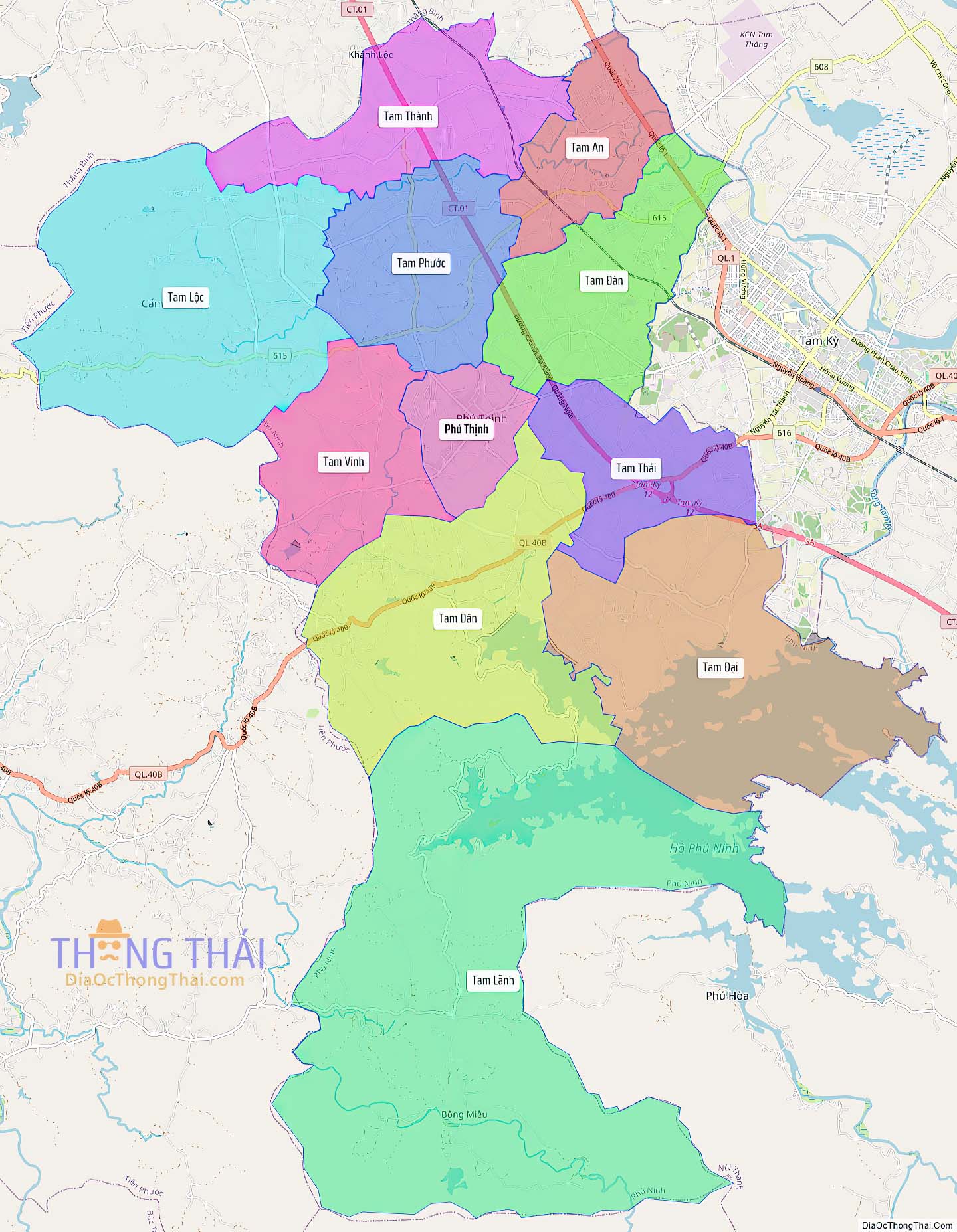 Bản đồ huyện Phú Ninh (Kích thước lớn).