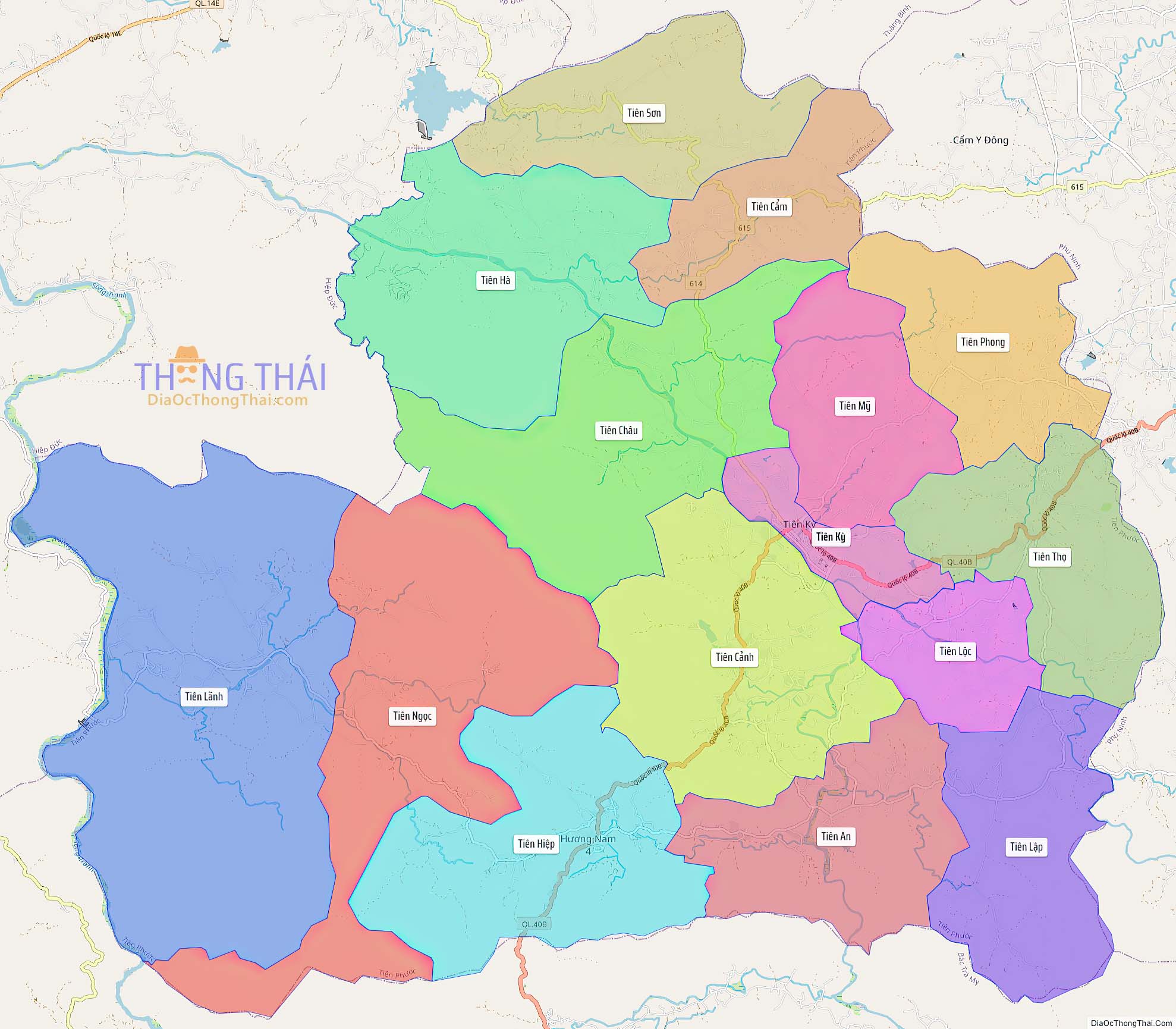 Bản đồ huyện Tiên Phước (Kích thước lớn).