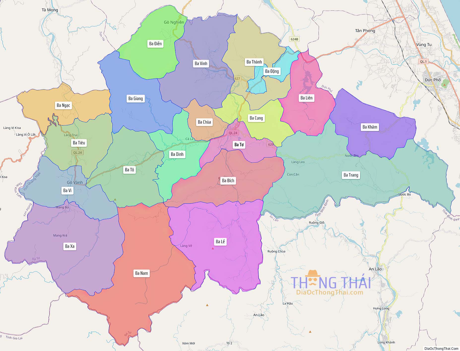 Bản đồ huyện Ba Tơ (Kích thước lớn).