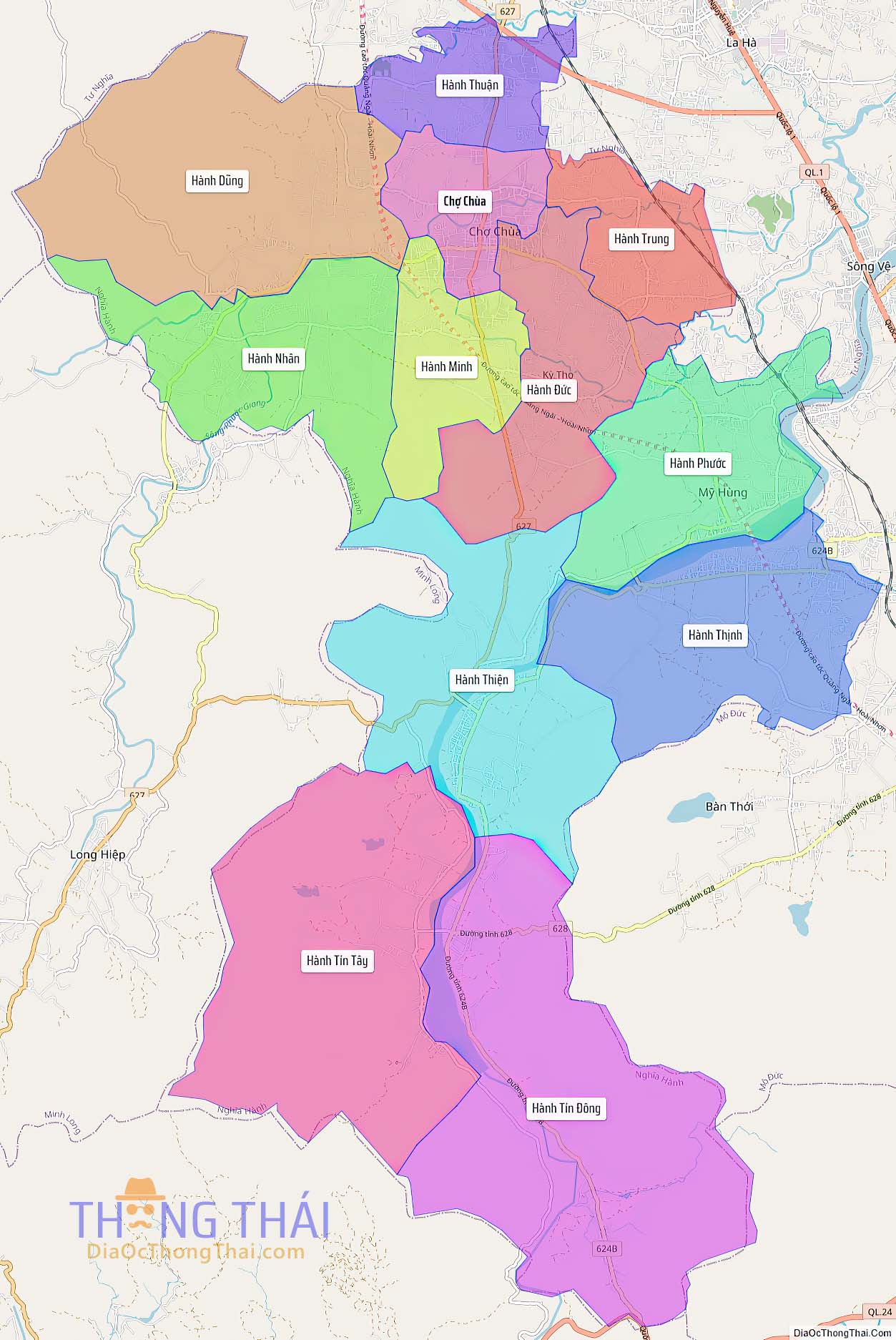Bản đồ huyện Nghĩa Hành (Kích thước lớn).