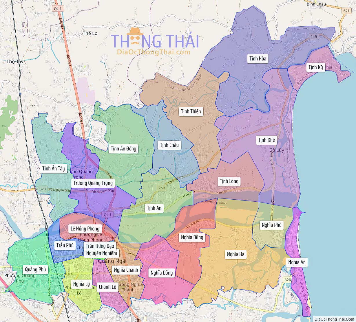 Bản đồ thành phố Quảng Ngãi.