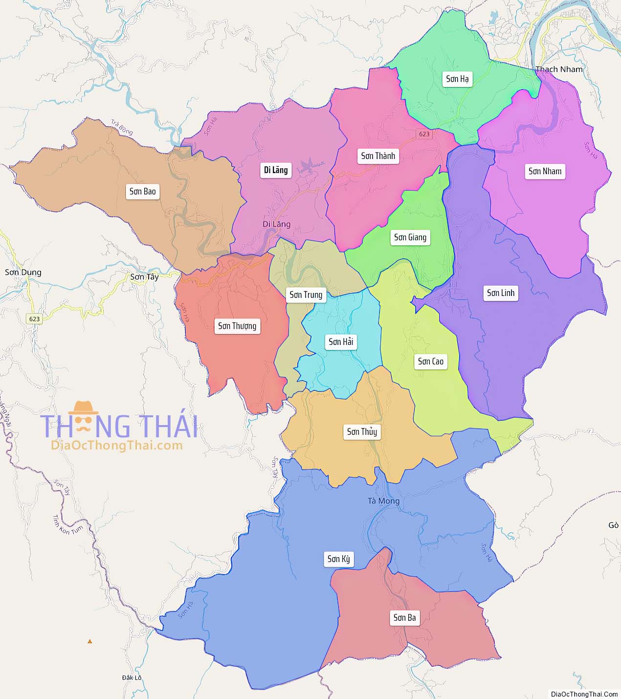 Bản đồ huyện Sơn Hà.