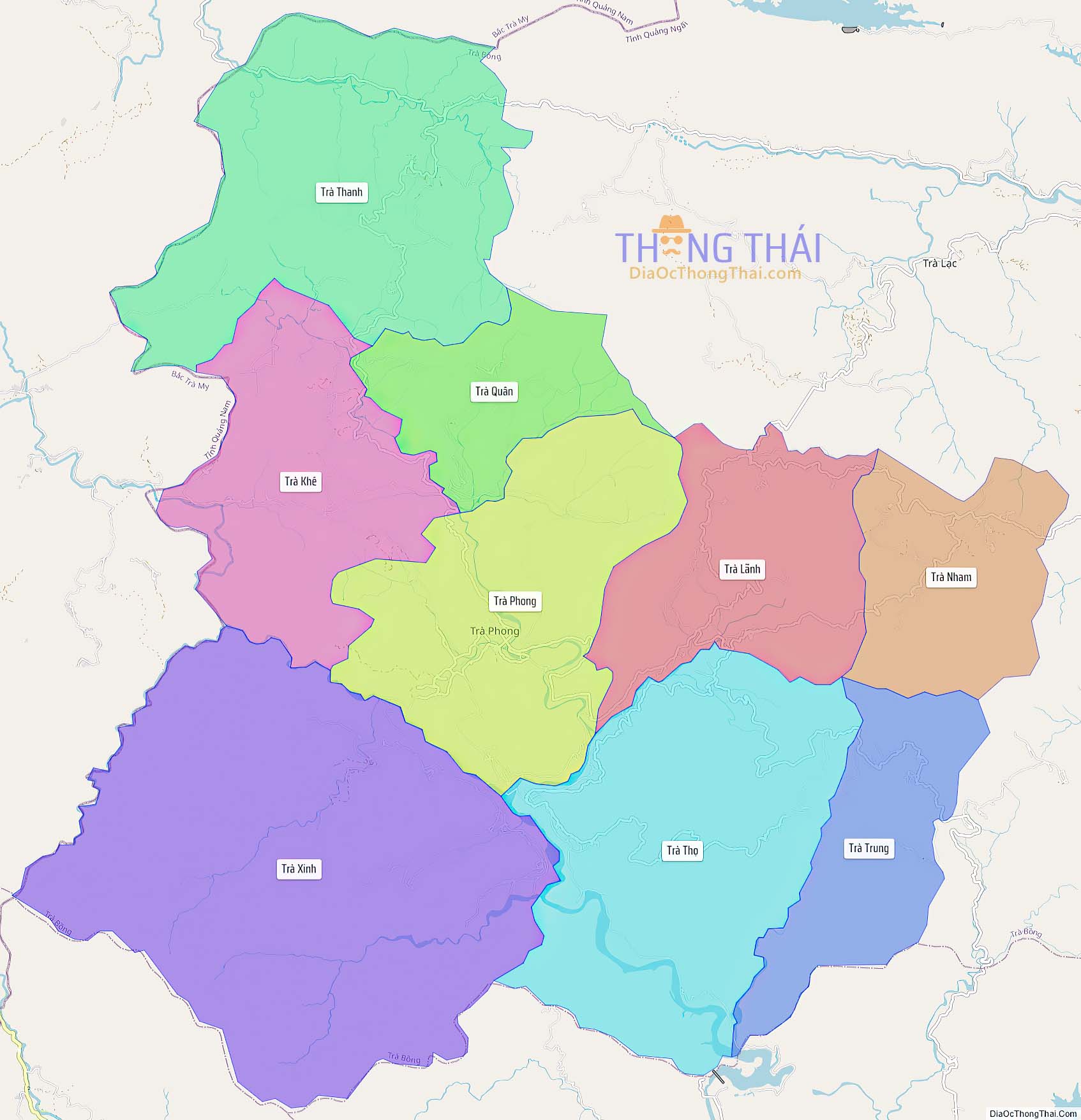 Bản đồ huyện Tây Trà (Kích thước lớn).