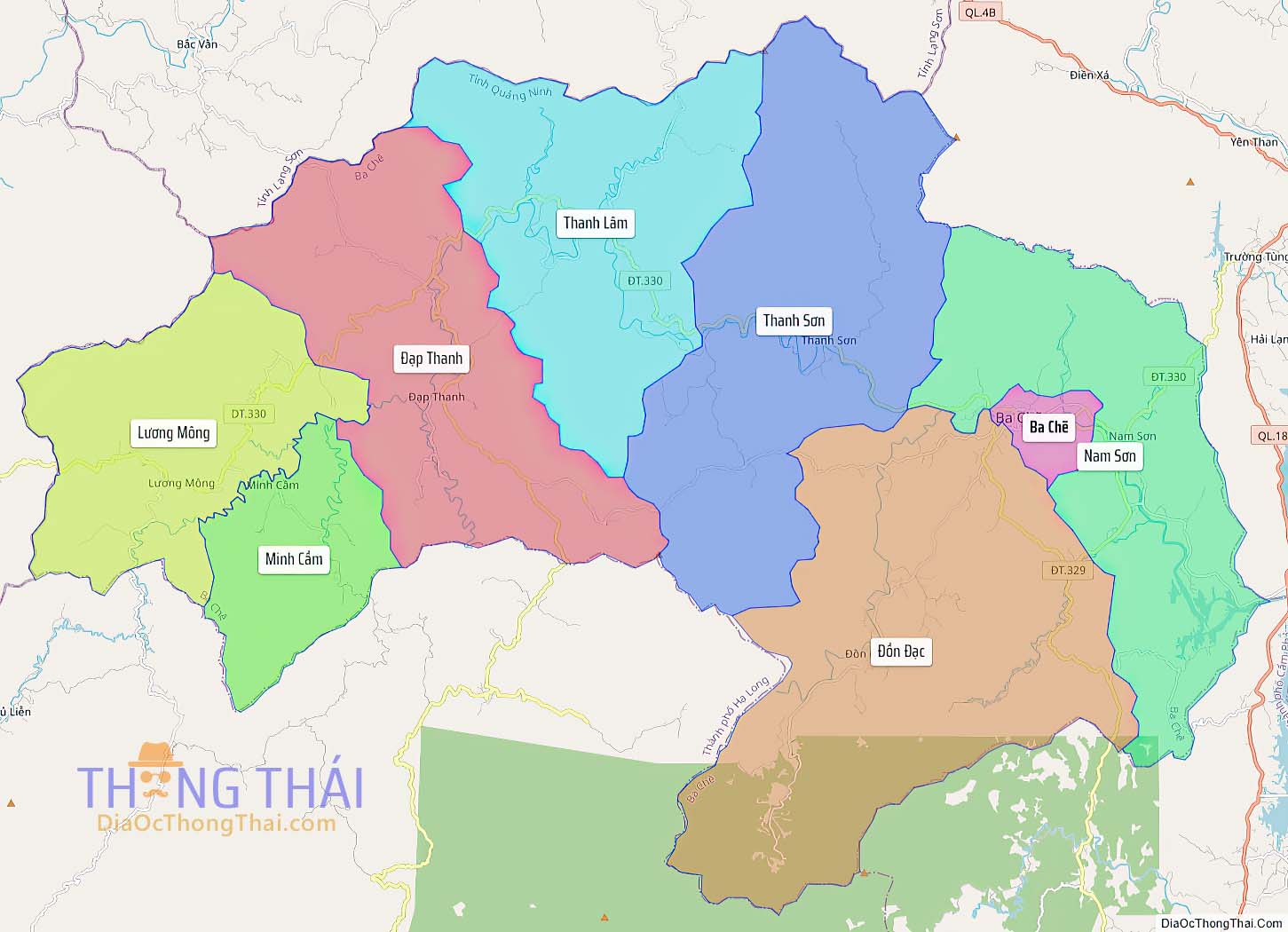 Bản đồ huyện Ba Chẽ.