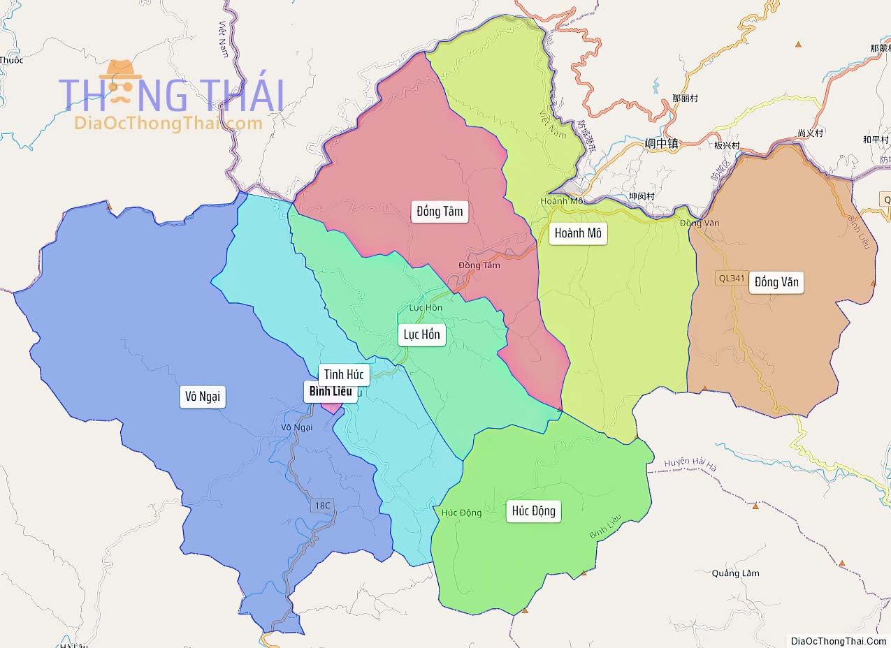 Bản đồ huyện Bình Liêu.