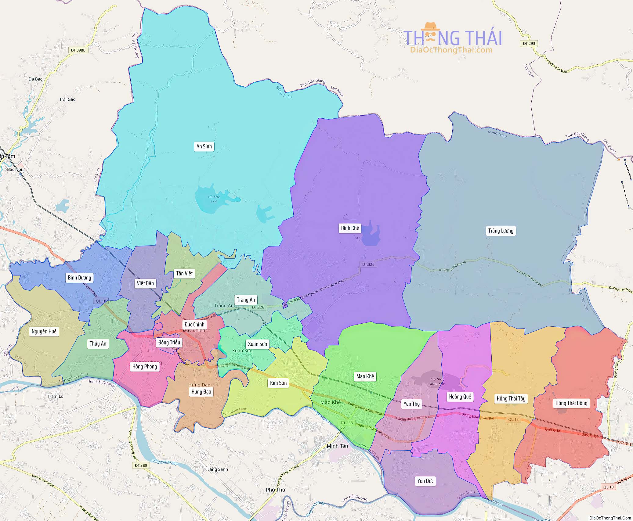 Bản đồ thị xã Đông Triều (Kích thước lớn).