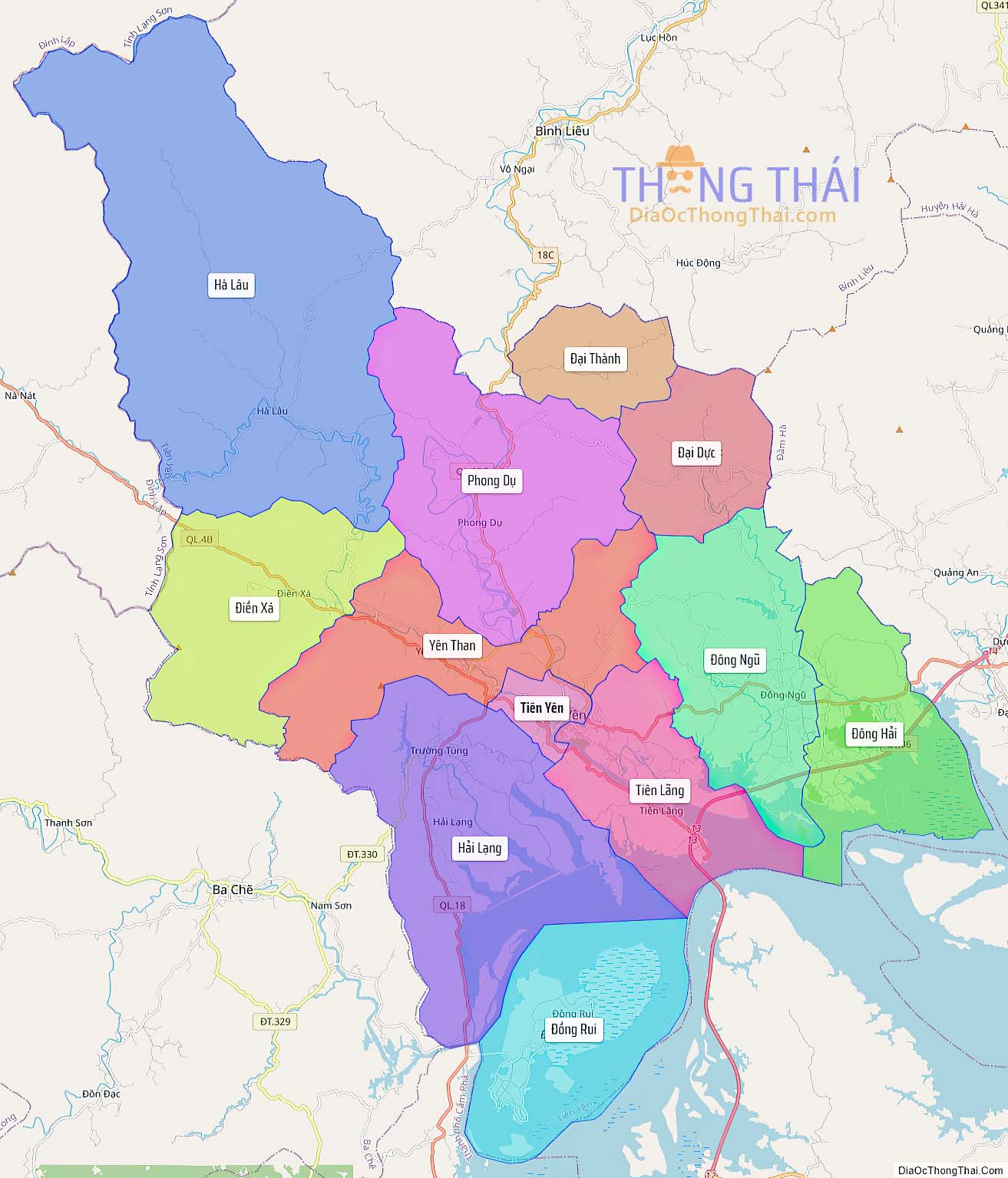 Bản đồ huyện Tiên Yên (Kích thước lớn).