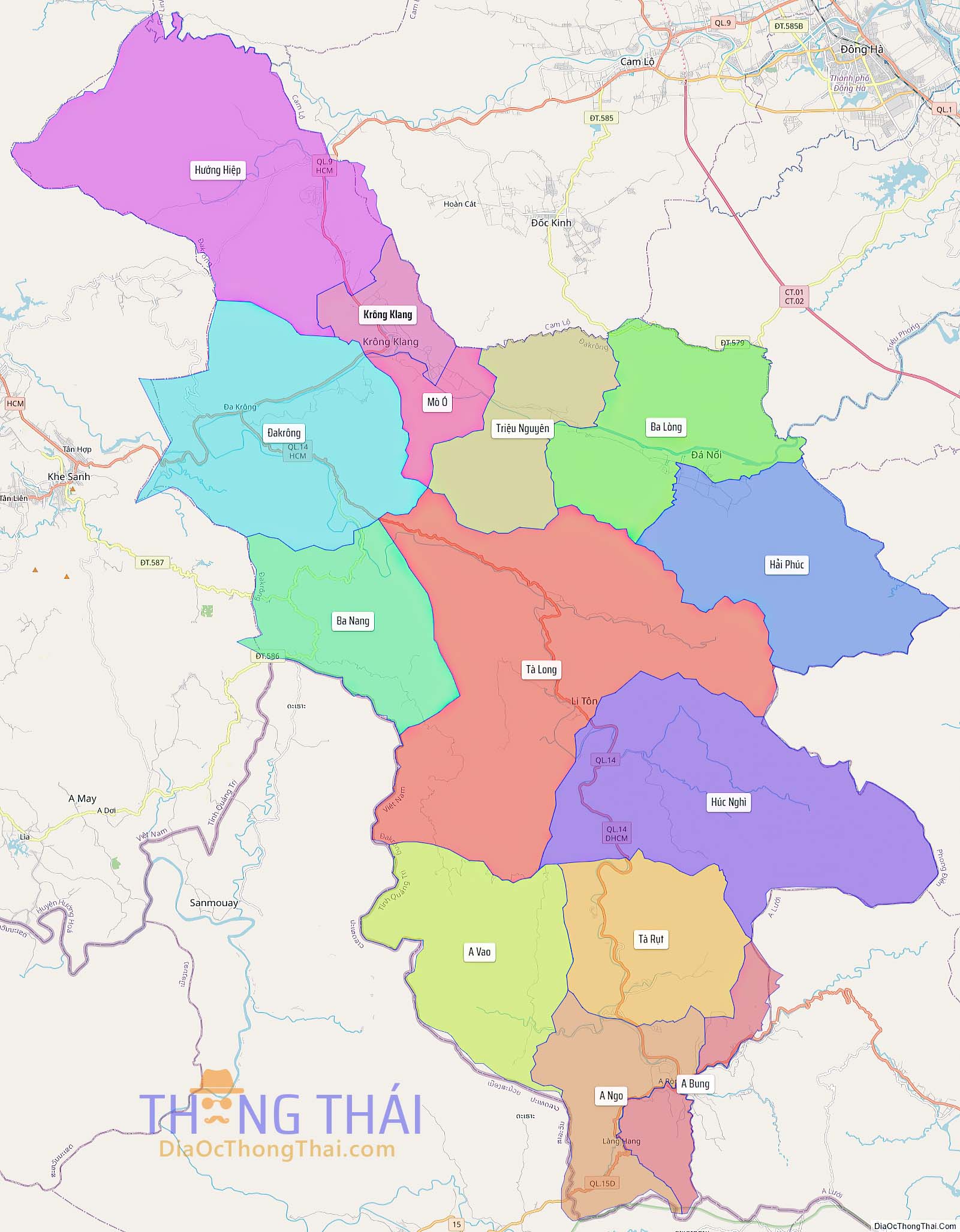 Bản đồ huyện Đa Krông (Kích thước lớn).