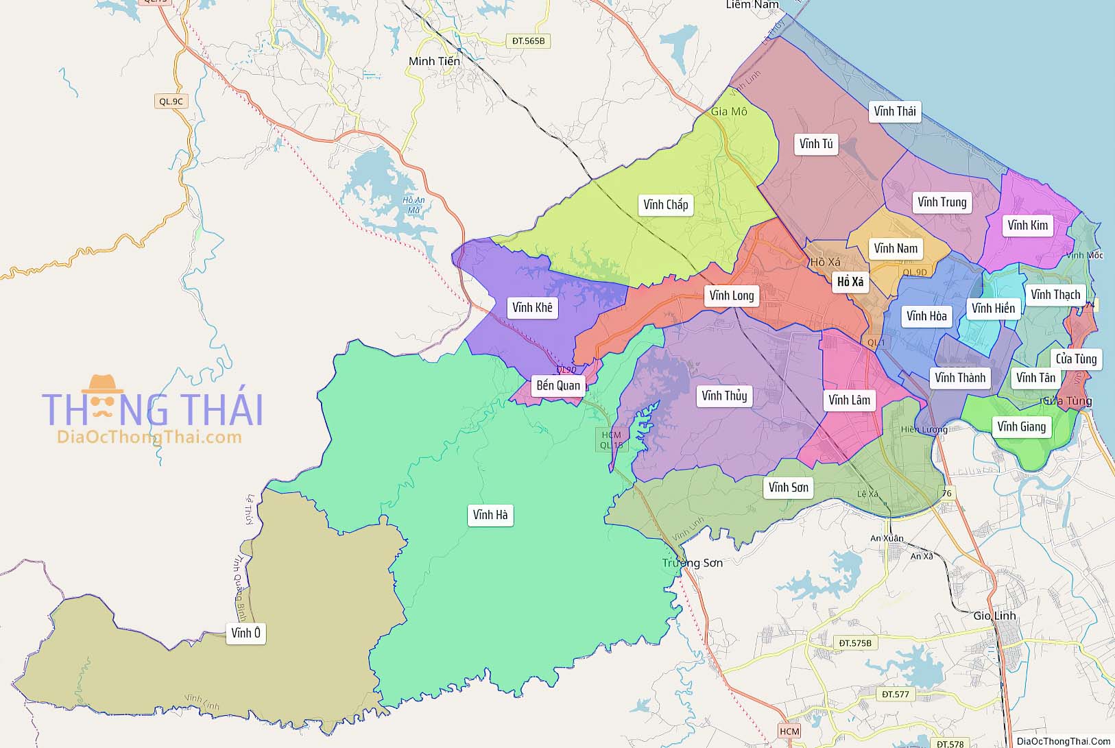 Bản đồ huyện Vĩnh Linh (Kích thước lớn).