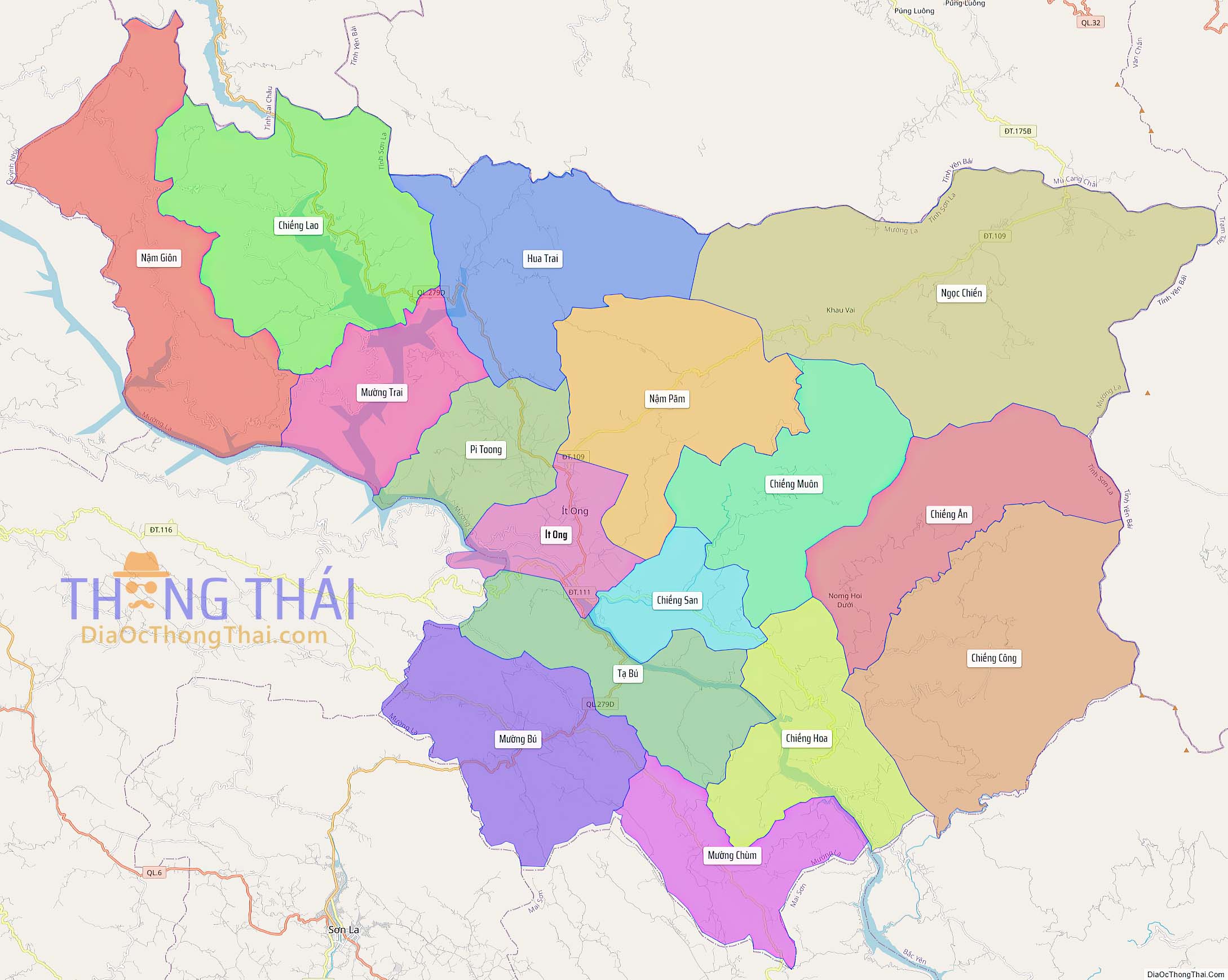 Bản đồ huyện Mường La (Kích thước lớn).
