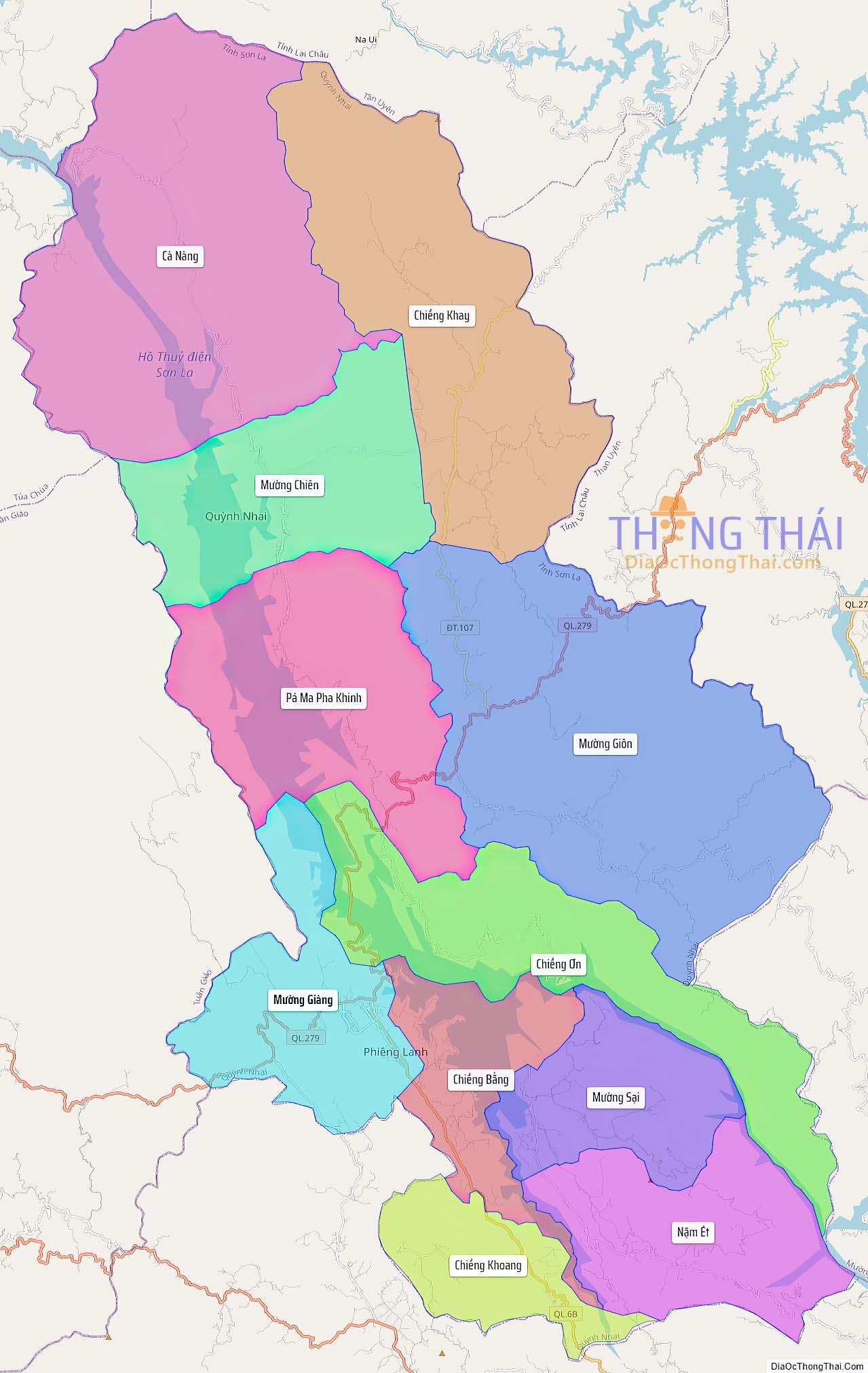 Bản đồ huyện Quỳnh Nhai (Kích thước lớn).