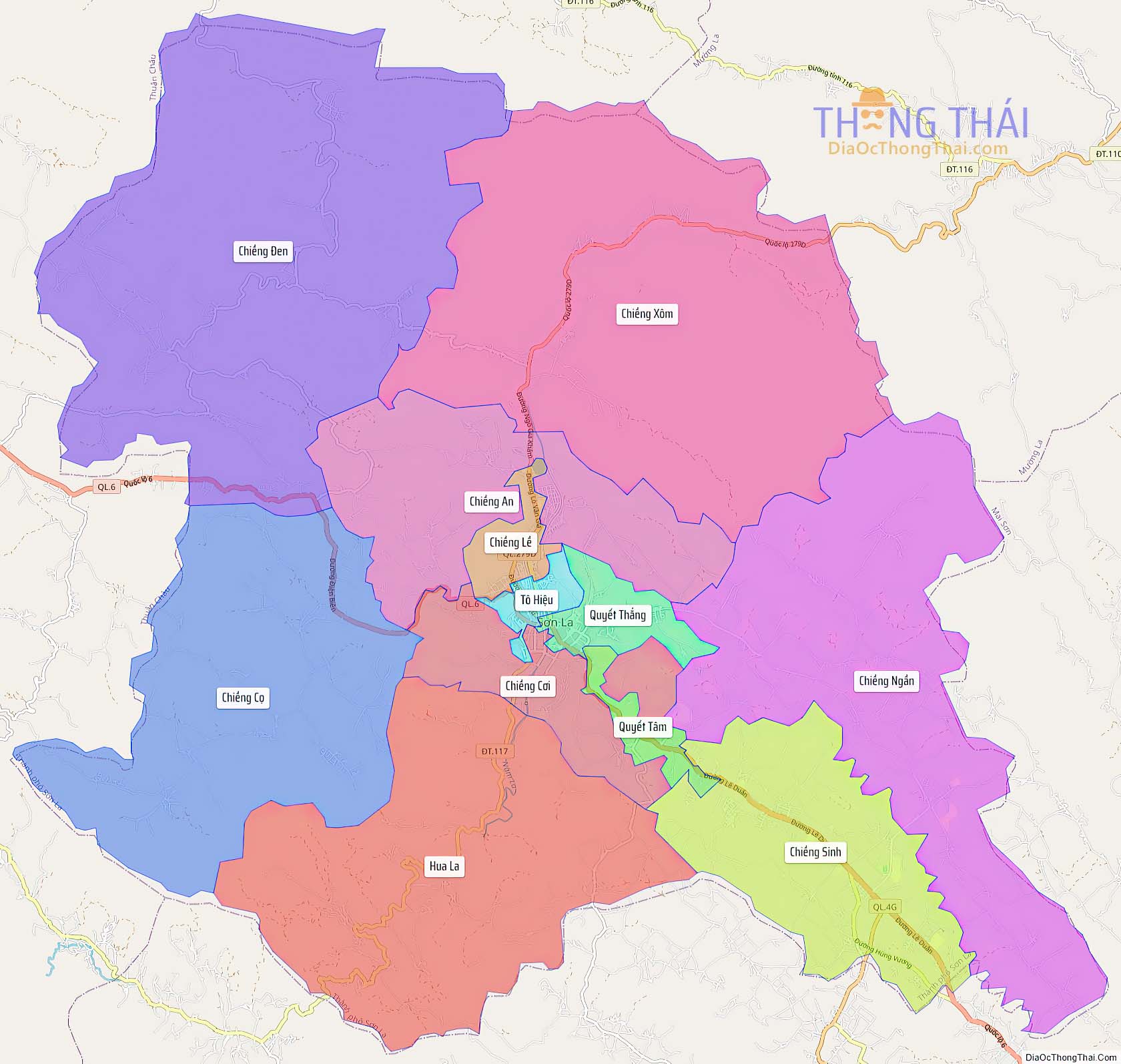 Bản đồ thành phố Sơn La (Kích thước lớn).
