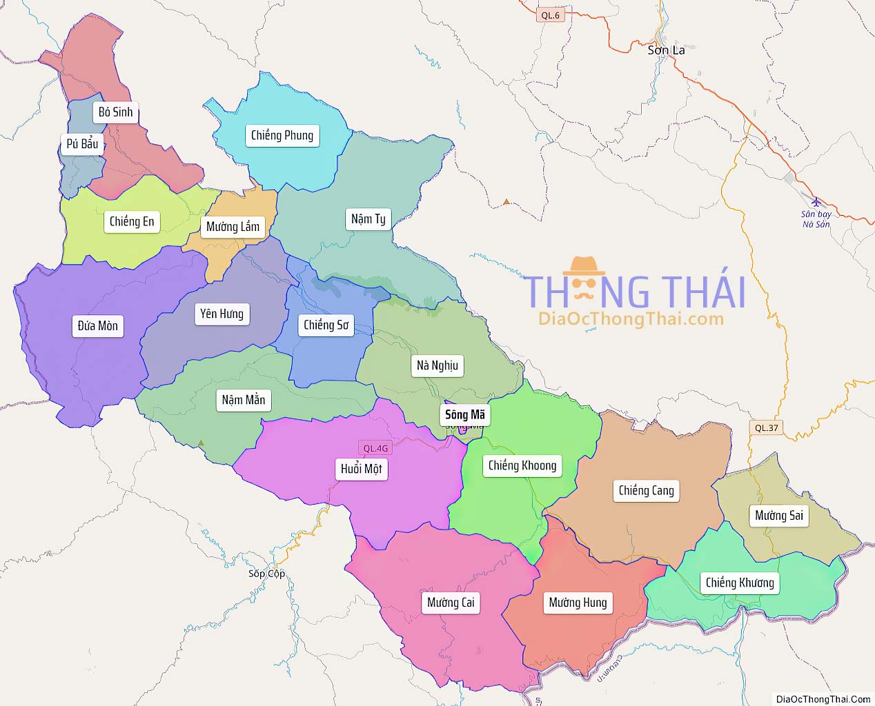 Bản đồ huyện Sông Mã.