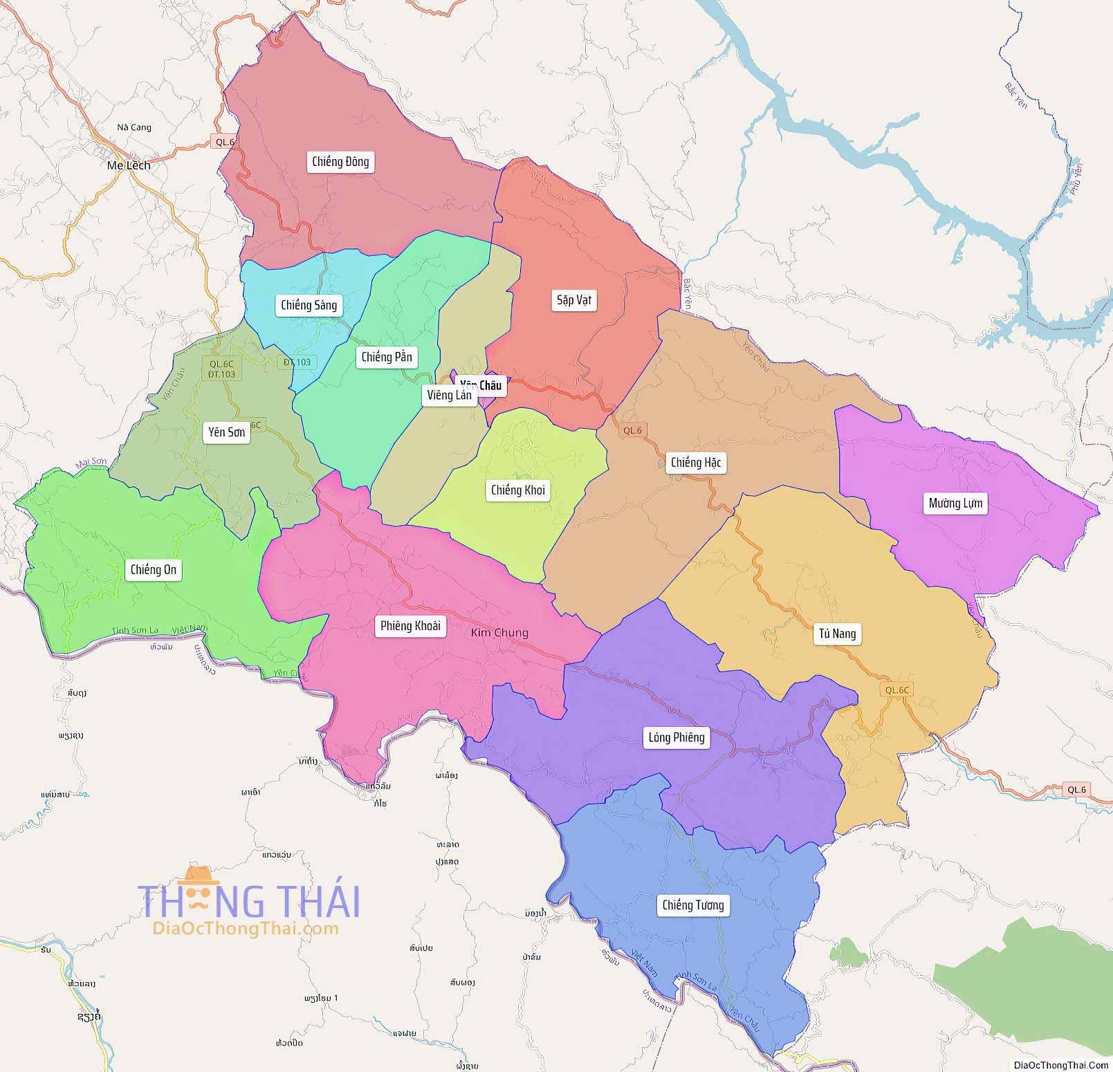 Bản đồ huyện Yên Châu (Kích thước lớn).