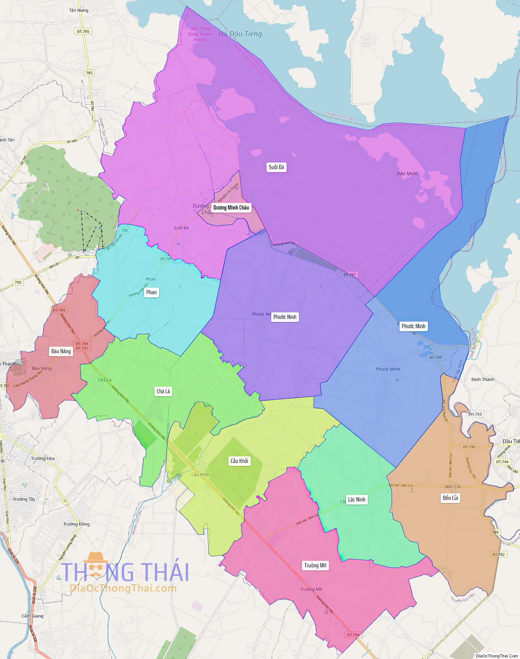 Bản đồ huyện Dương Minh Châu (Kích thước lớn).