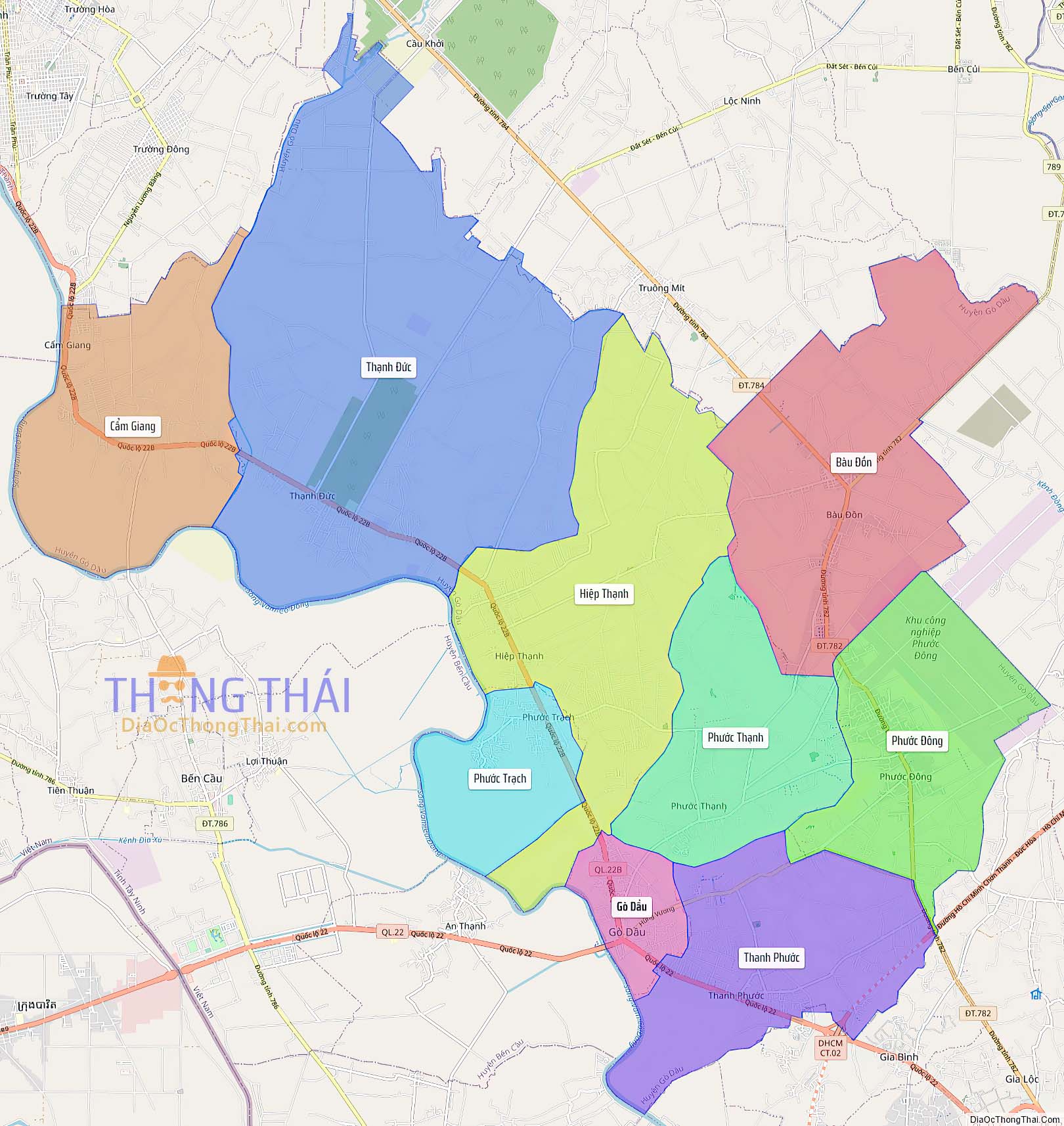 Bản đồ huyện Gò Dầu (Kích thước lớn).