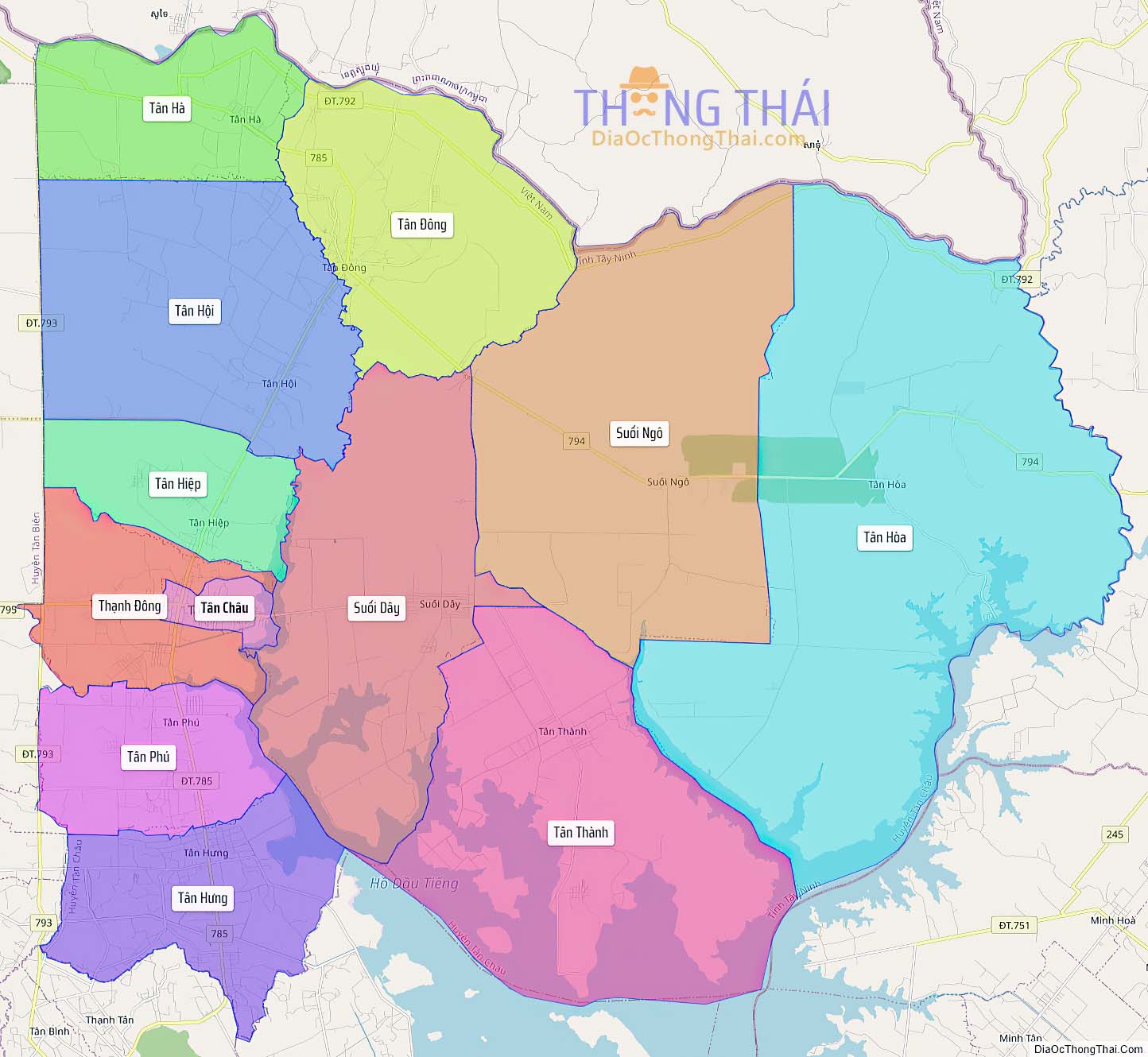 Bản đồ huyện Tân Châu.