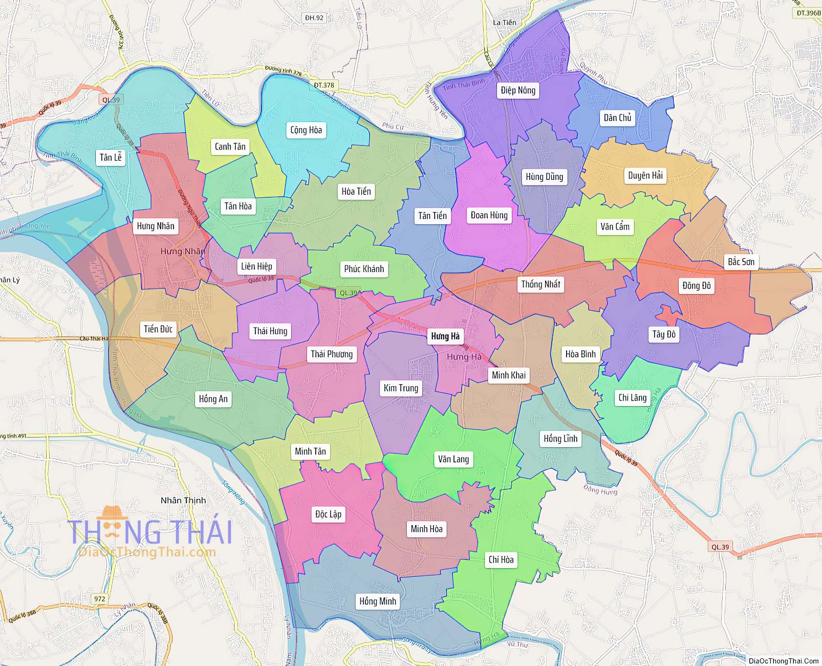 Bản đồ huyện Hưng Hà (Kích thước lớn).