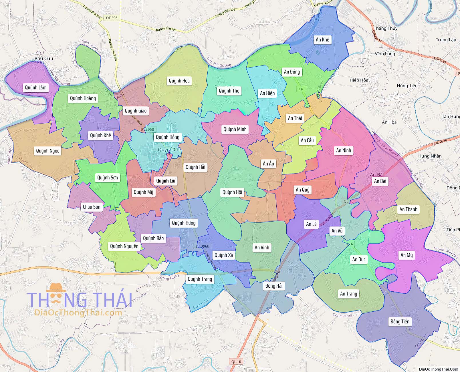 Bản đồ huyện Quỳnh Phụ (Kích thước lớn).