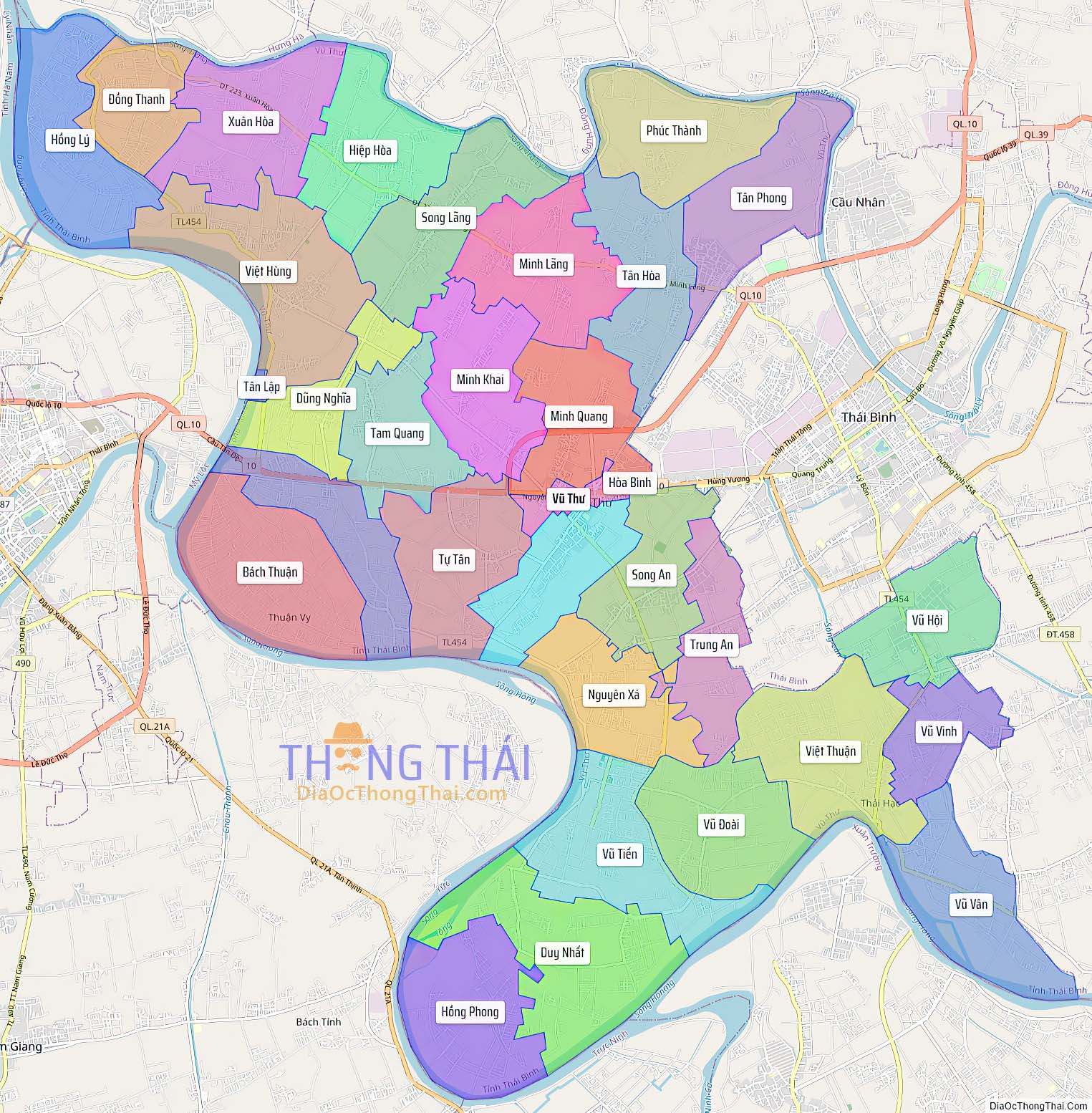Bản đồ huyện Vũ Thư (Kích thước lớn).